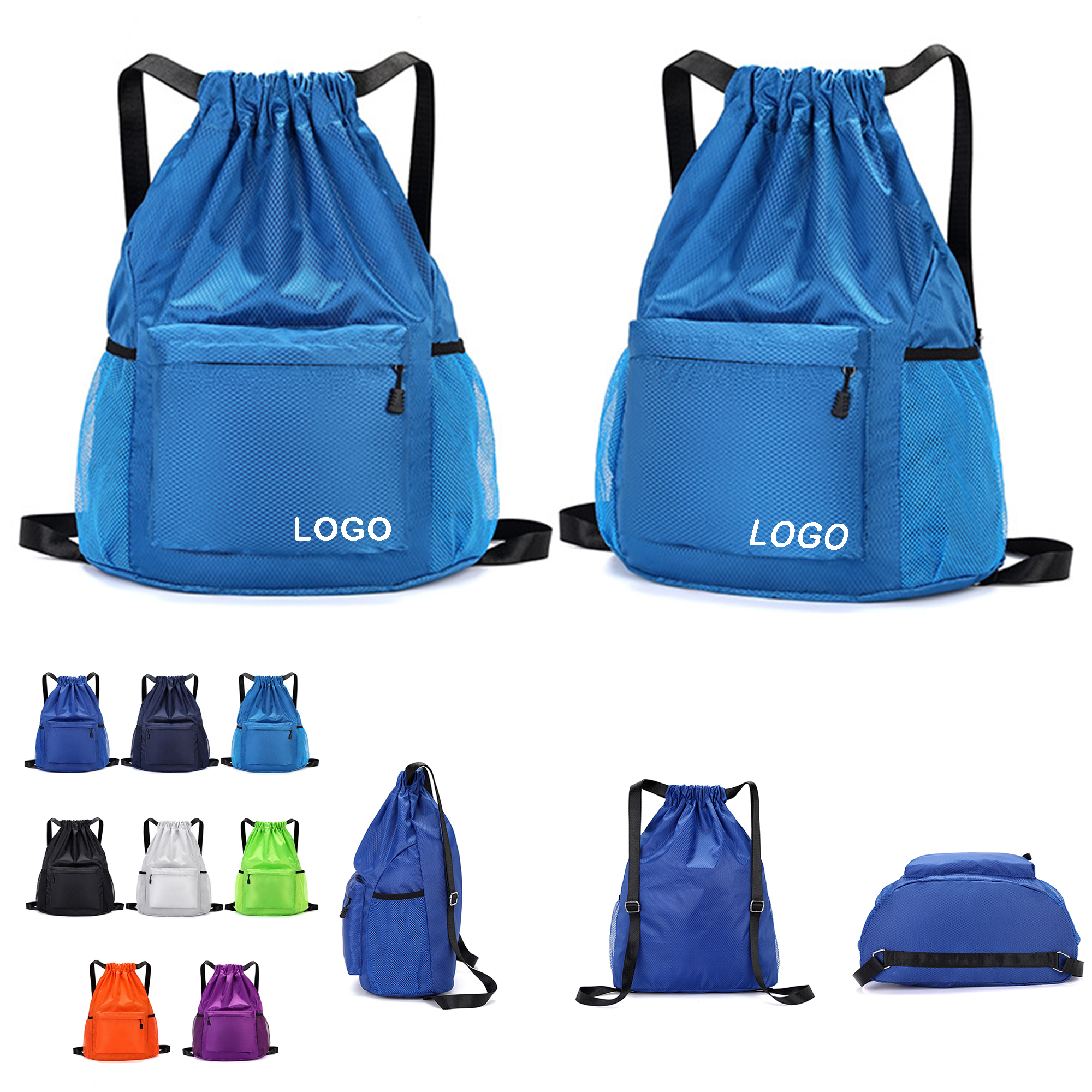 Customizable Oxford Mesh Gym Bag with Zipper Pocket 10