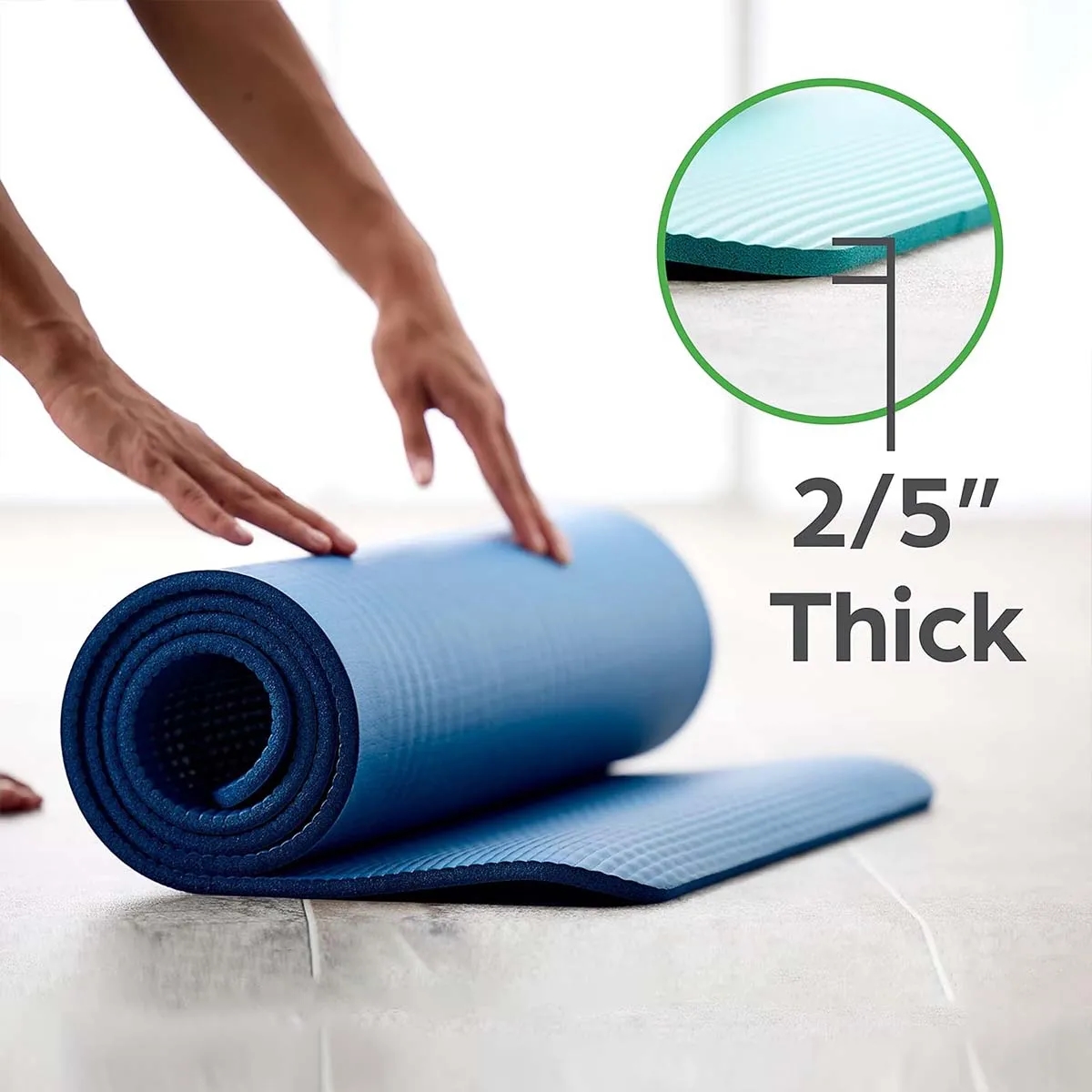 Extra Thick Exercise Yoga Mat with Easy-Cinch Yoga Mat Strap 2