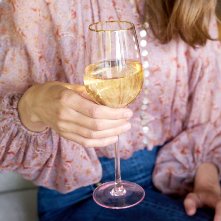 Twine Living® Rose Crystal White Wine Glass, set of 2 6