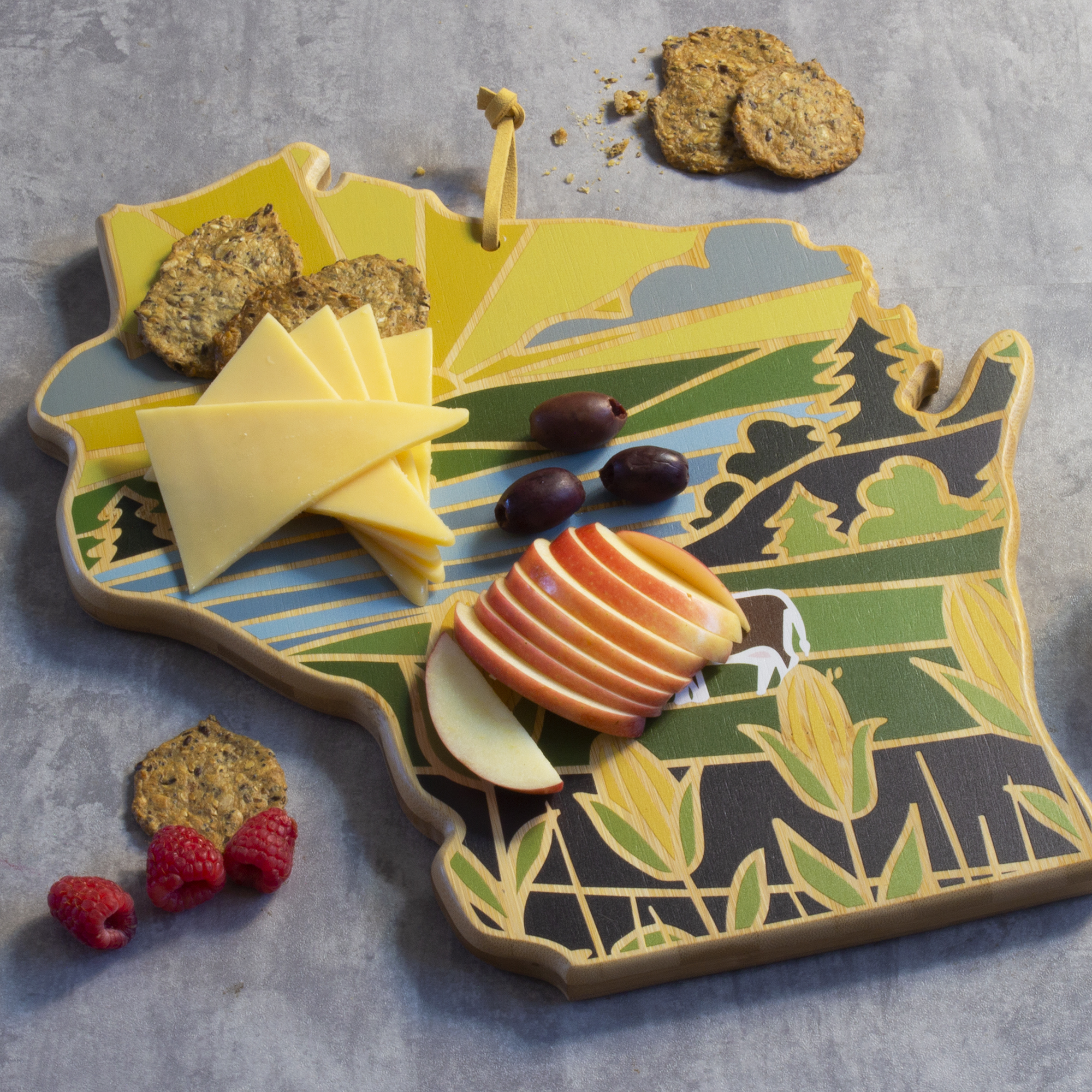 Wisconsin State Shaped Cutting and Serving Board with Artwork by Summer Stokes 8