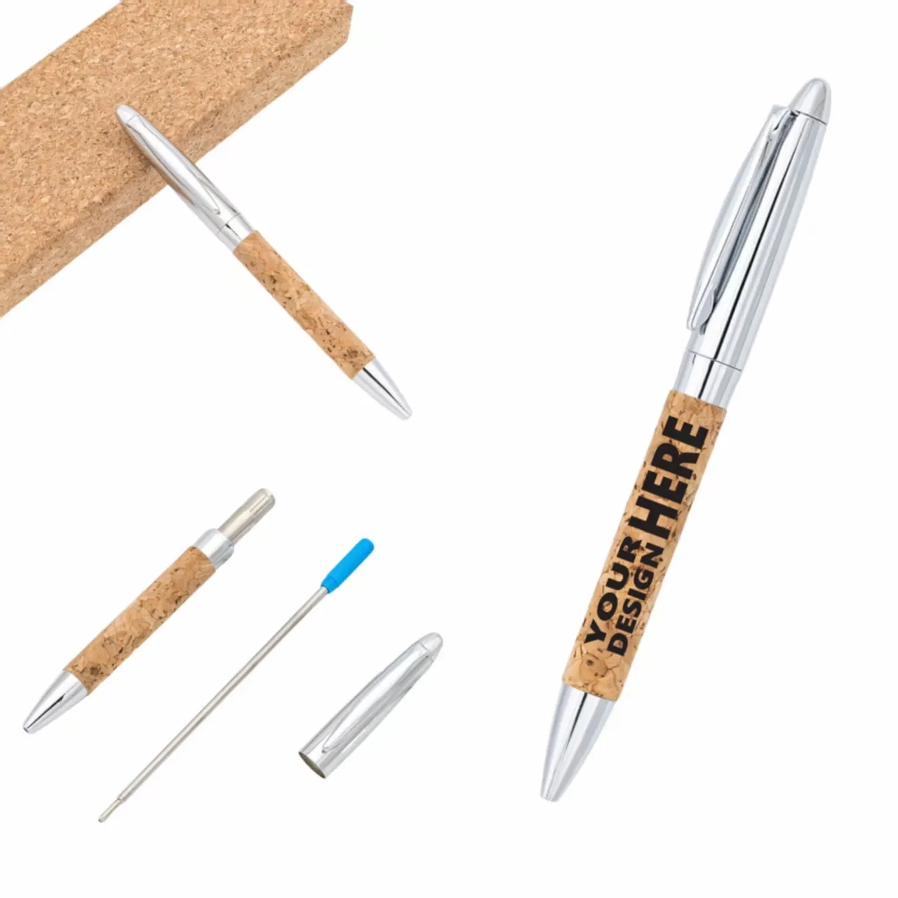 Cork Ballpoint Pen Set - Custom Logo, Office Gift