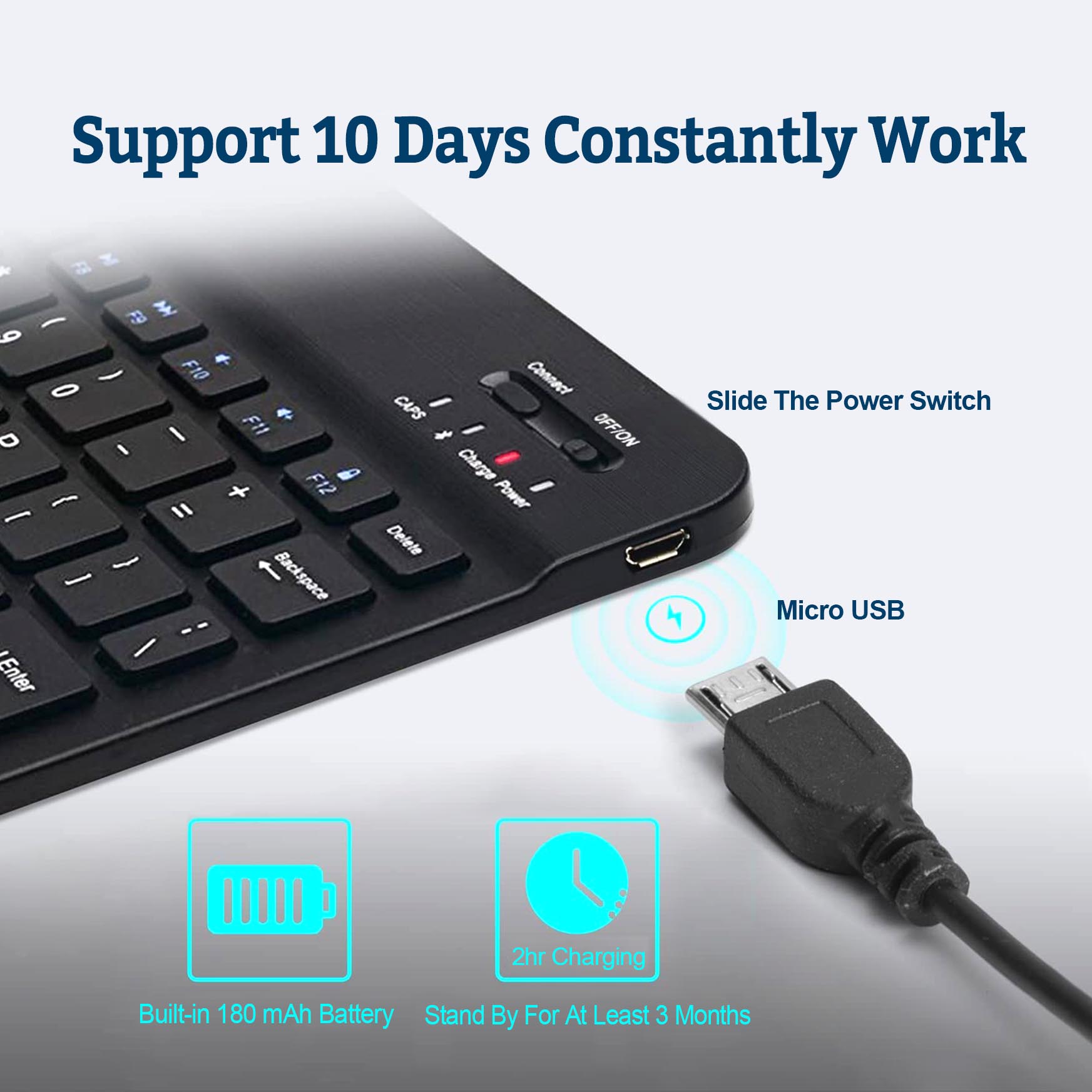 Free Shipping Mini Slim Bluetooth 3.0 Wireless keyboard/ Rechargeable Portable 2
