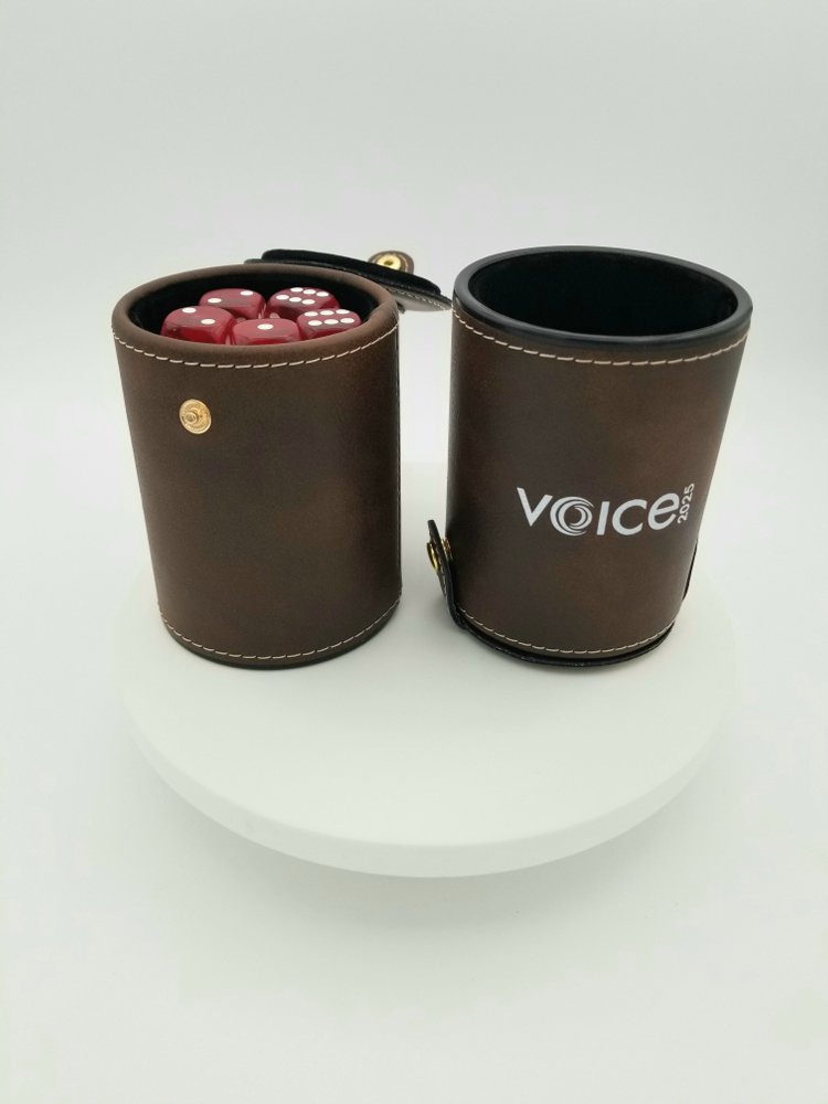 Leatherette Dice Cup with 5 Dice 3