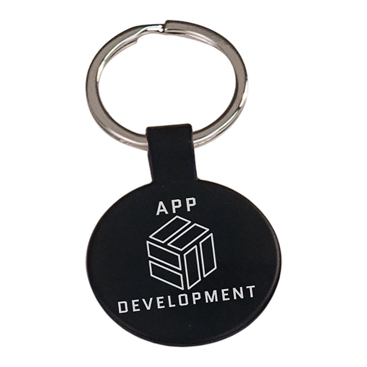 1 1/2" Black Round Keychain 1