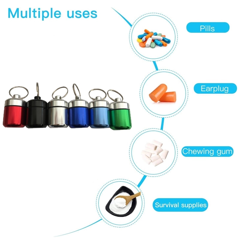 Mini Waterproof Portable Pill Holder Container Keyring 4