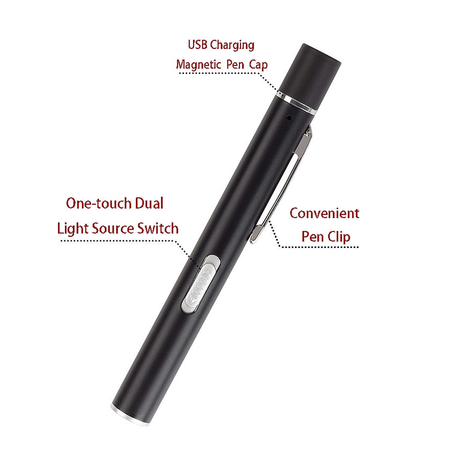 Medical Flashlight Pen With Scale LED Dual Light Source 3