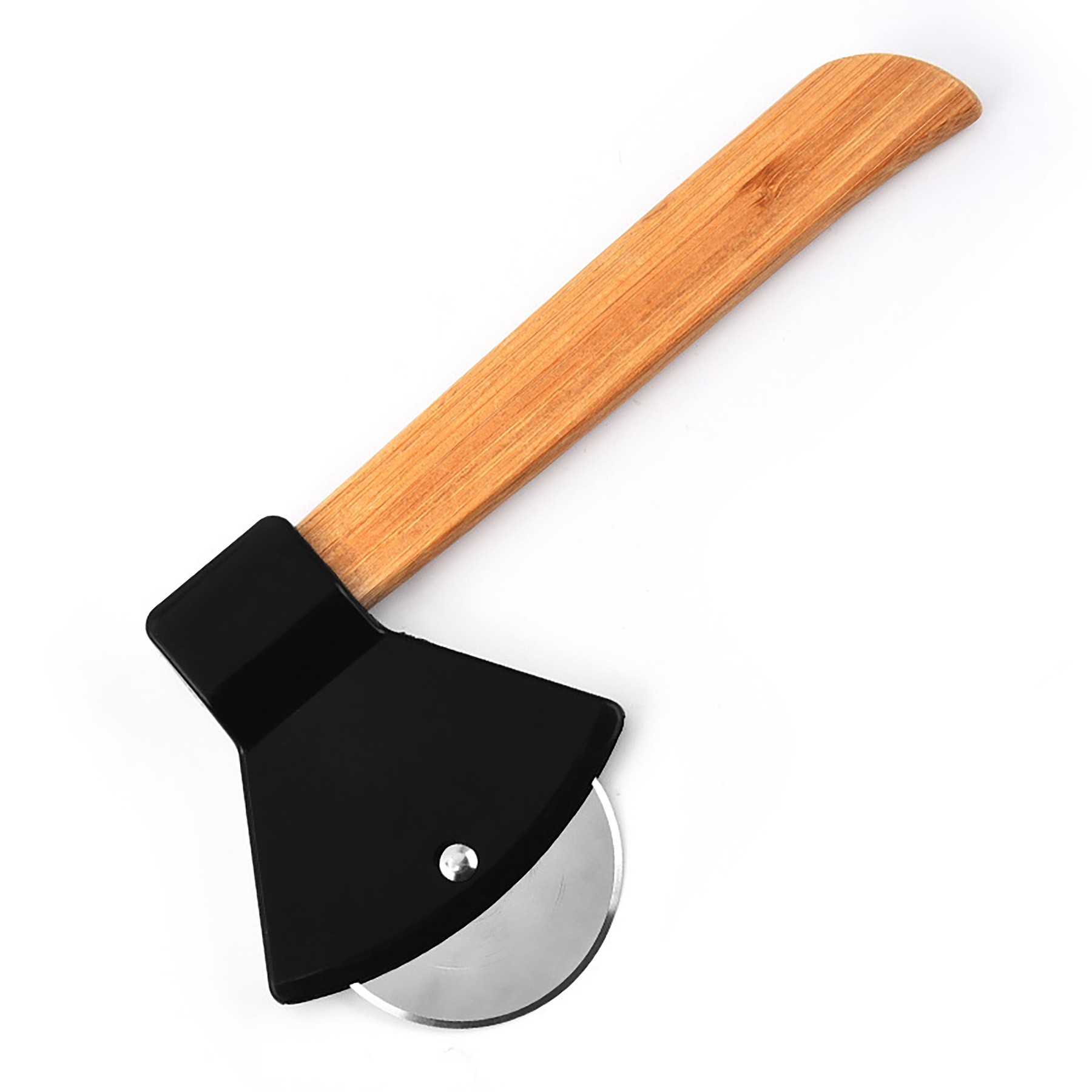 Stainless Steel Roller Wooden Handle Axe Pizza Cutter 5