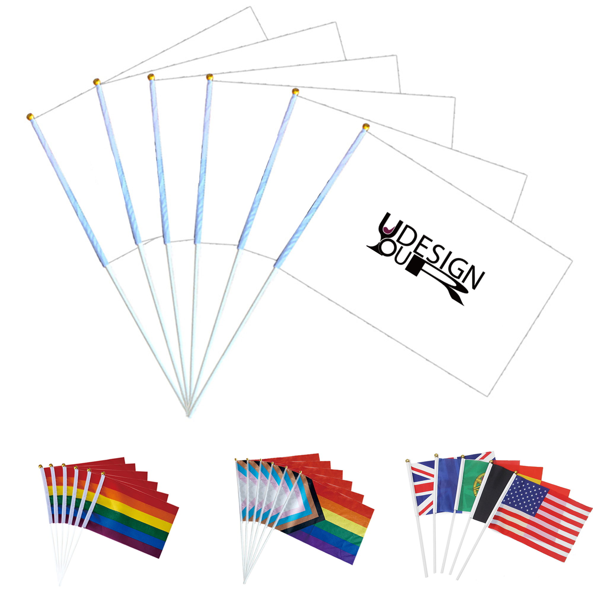 Custom Handheld Flag - 8.3" x 5.1", Portable Size 3