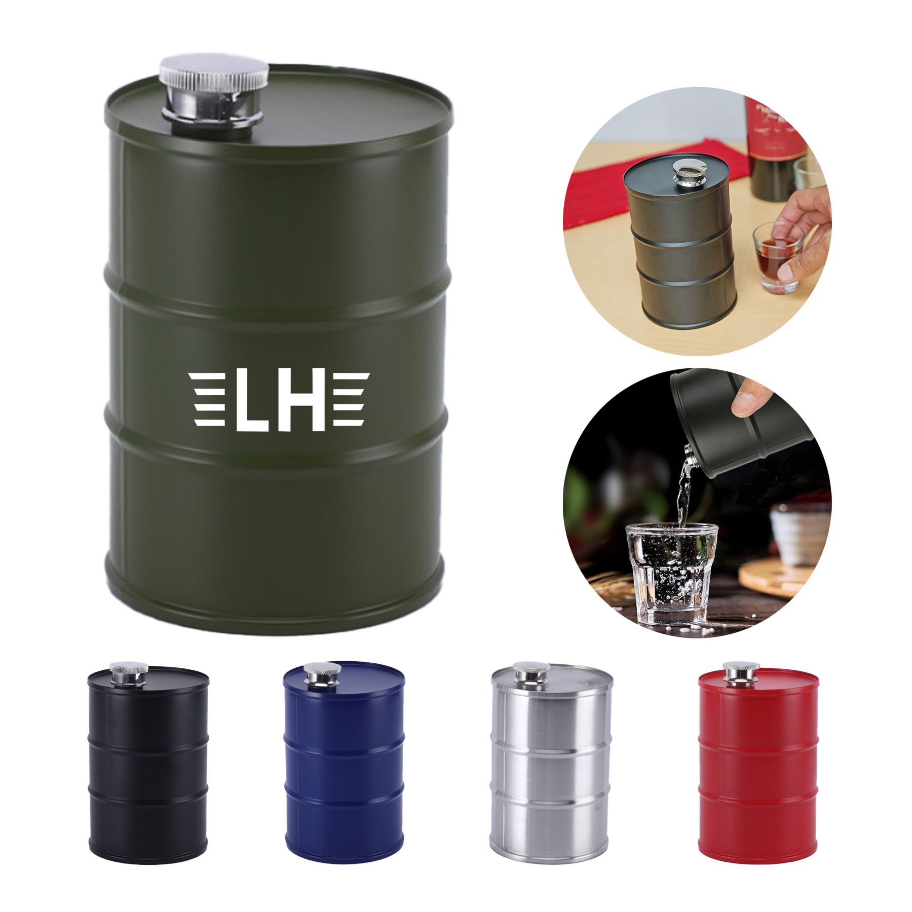 24OZ Stainless Steel Liquor Flasks, Gifts for Men, custom water bottle with logo imprint 4
