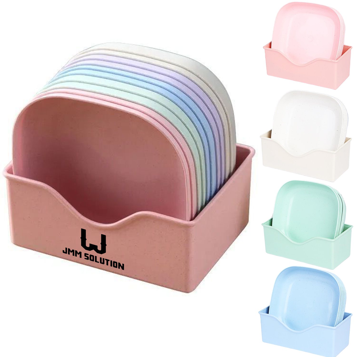 10 Pcs Stackable Plastic Dinner Plates w/ Base 1