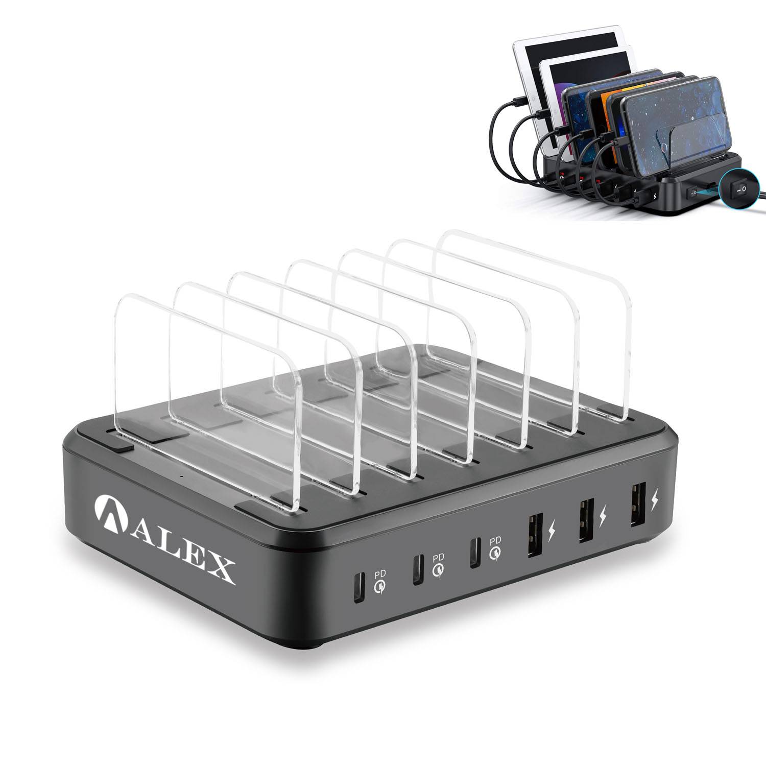 6-Port USB PD Fast Charging Station for Multiple Devices