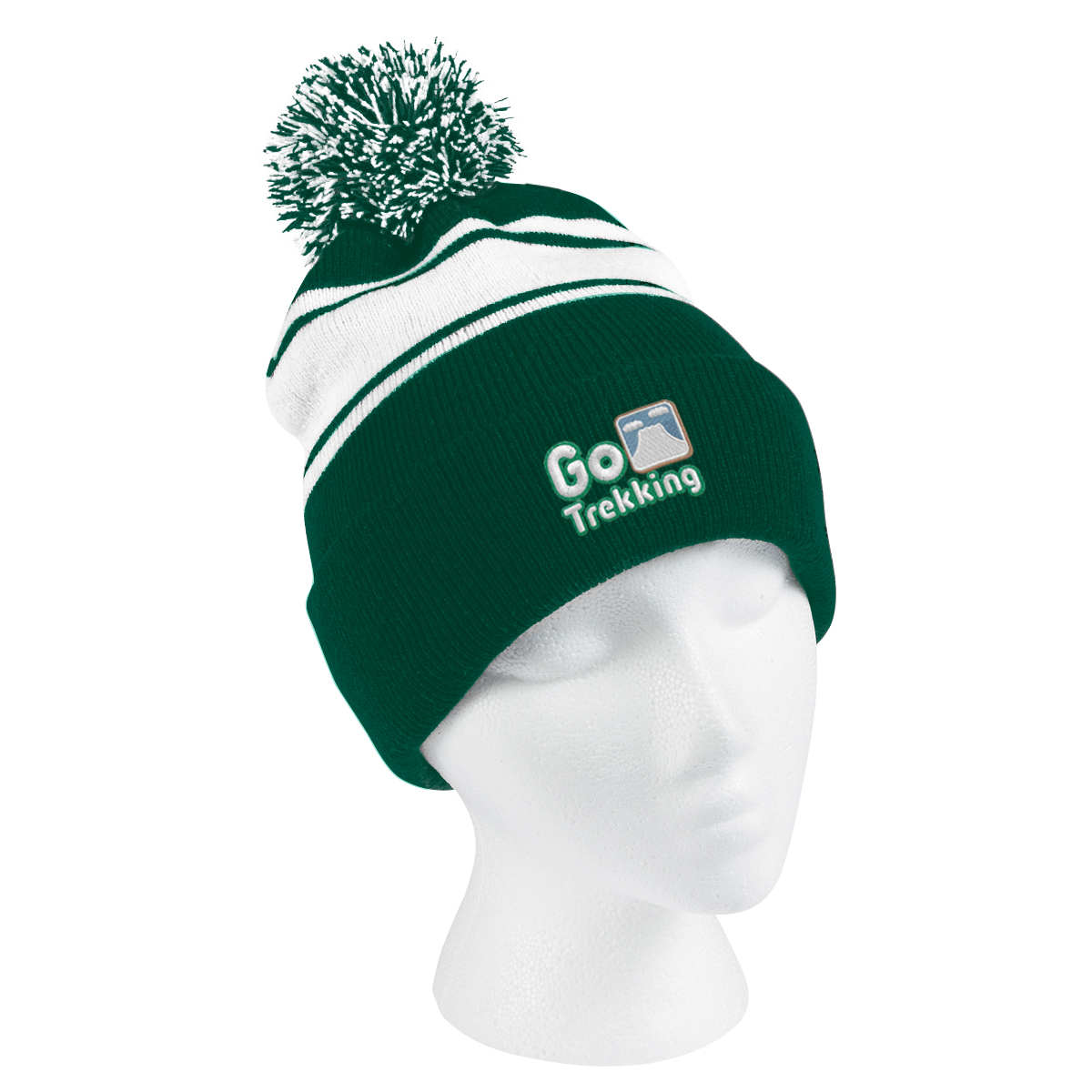 Two-Tone Knit Pom Beanie With Cuff 13