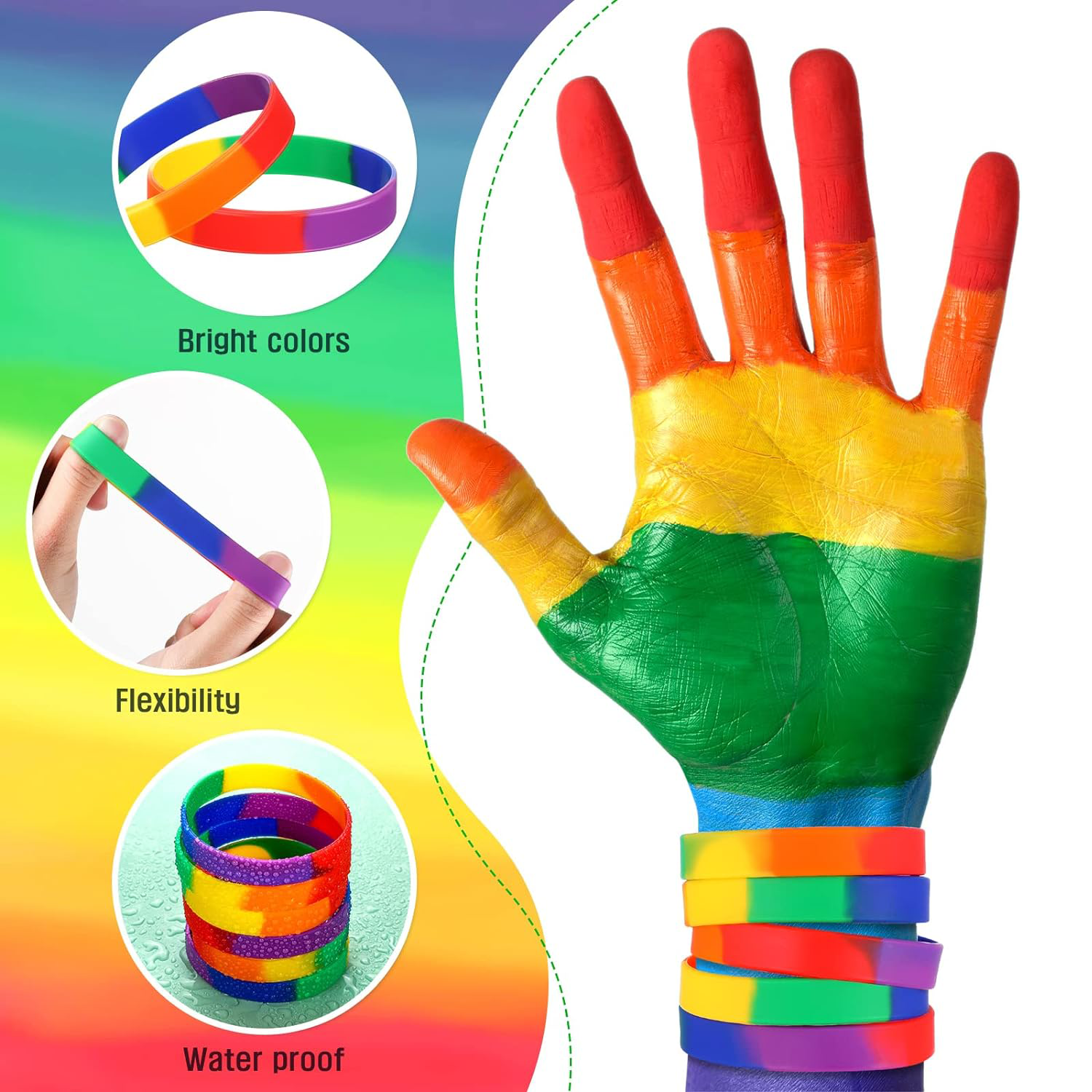 Silicone Rainbow Bracelet for Pride 9