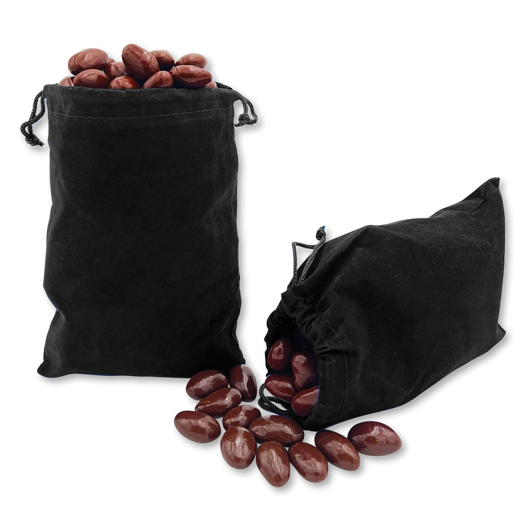 Chocolate Covered Almonds in Black Velour Gift Bag 3