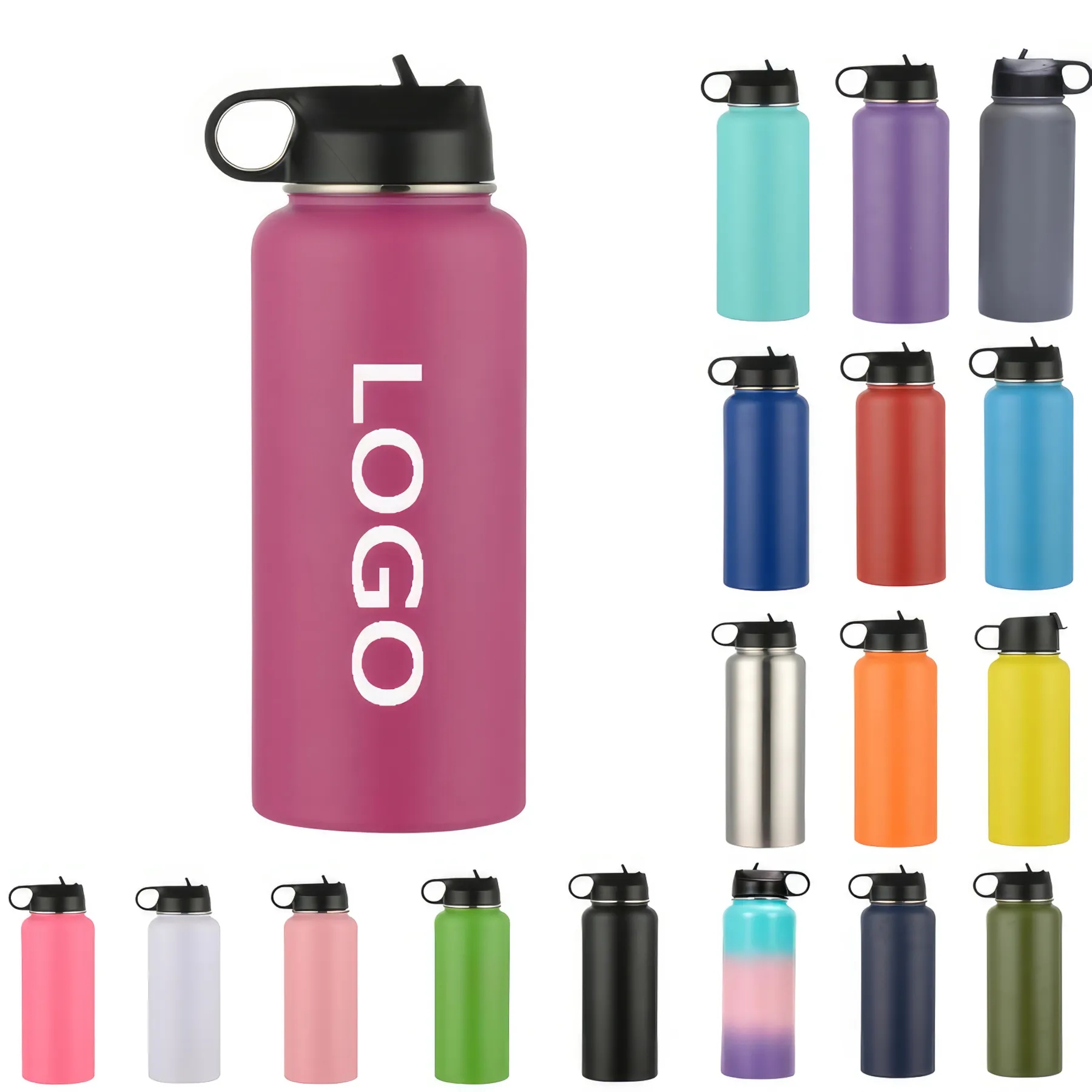 32oz Stainless Steel Sports Water Cup Flask, custom water bottle with logo imprint 3