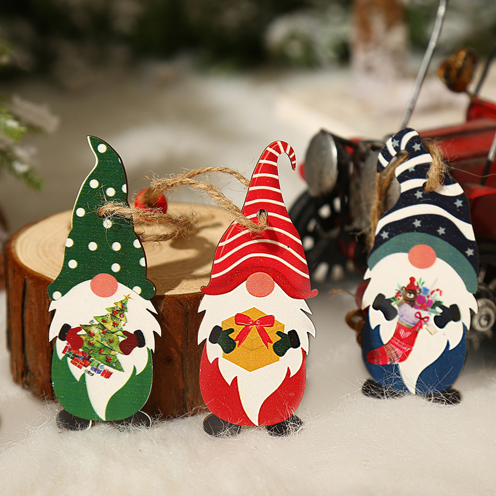 Christmas Santa Claus Household Wooden Pendant Set 6