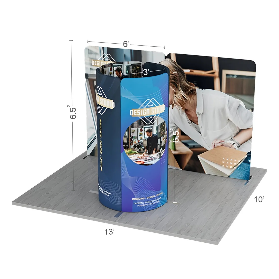 13ft Magnetic Modular Fabric Display - Tower Island Shape 13
