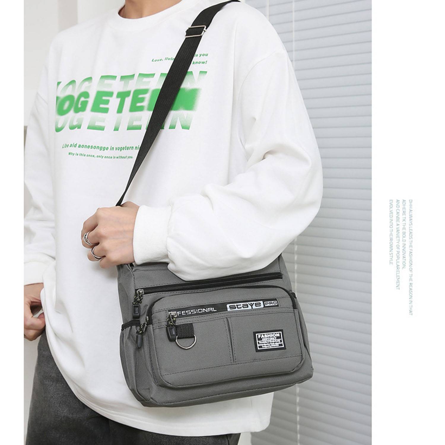 Men's Large Capacity Multi-layer Chest Bag W/ Side Pocket 5