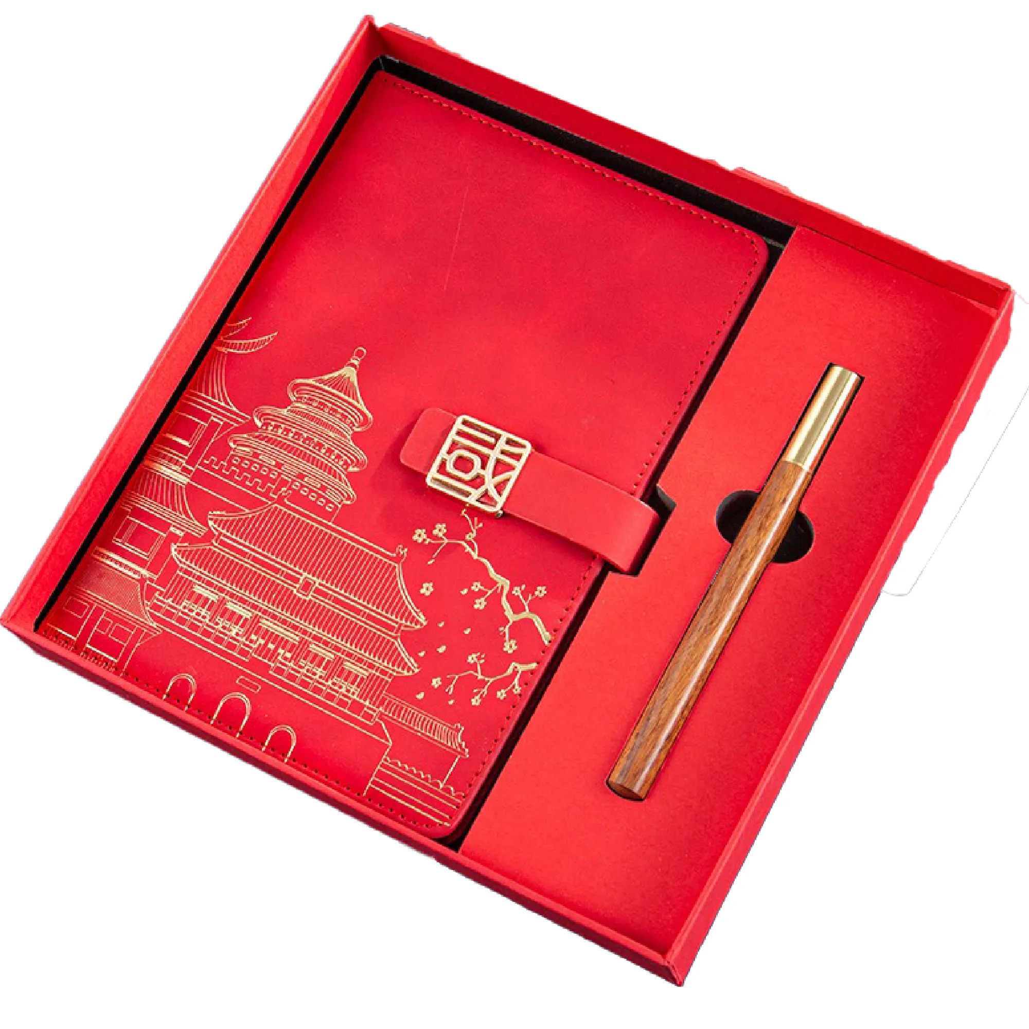 A5 Vintage Chinese Notebook Gift Box Edition-Sandalwood pen 4