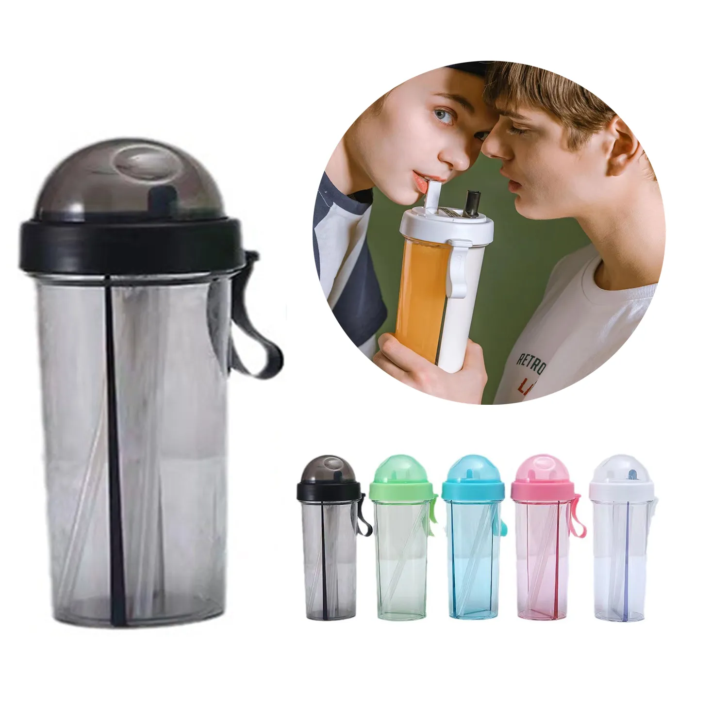 20OZ Double Sippy Cup With Straw 3