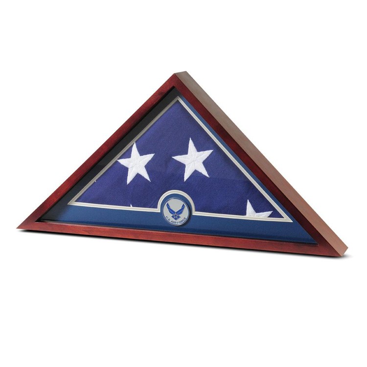 US Flag Display Case with Aim High Air Force Medallion - Display Case with Flag 1