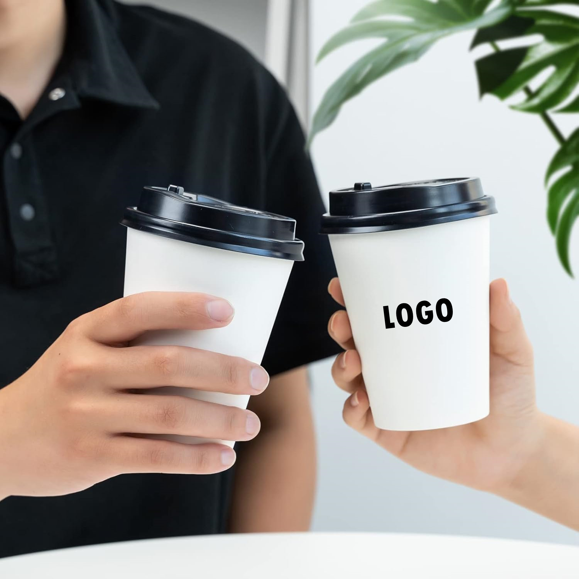 12 oz 100 Pcs Disposable Coffee Cups With Lids 3