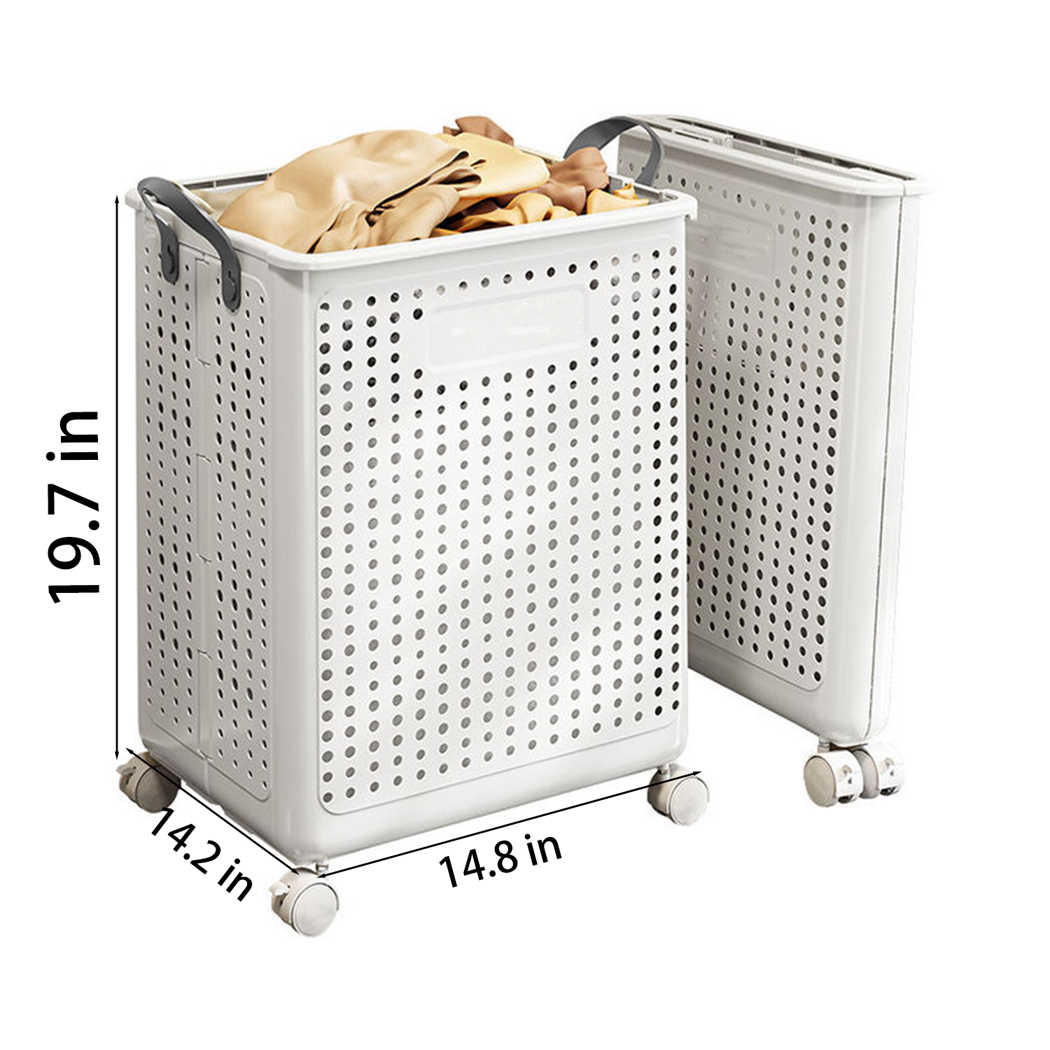 Large Capacity Foldable Laundry Basket w/ Wheels 2