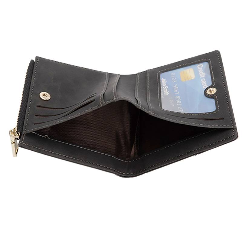 Men's Short Vintage Purse Slim PU Leather Wallet 8