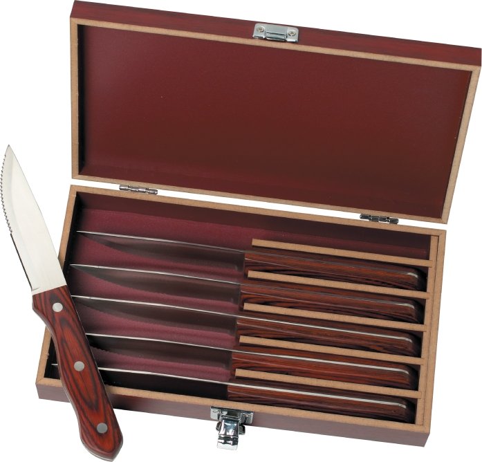 Manchurian Ash 6-Piece Steak Knife Slim Case Set