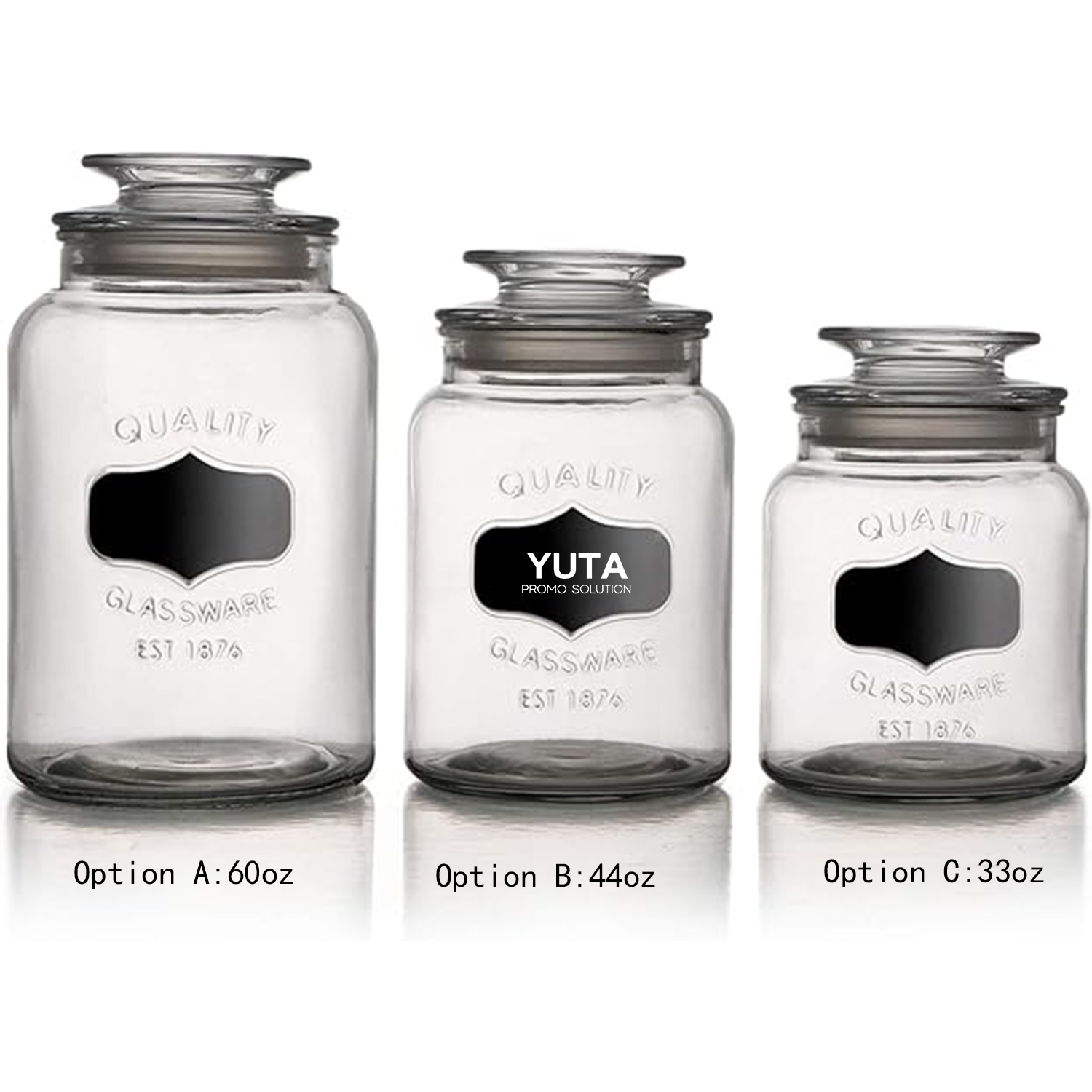 33/44/60oz Airtight Glass Storage Jar w/ Lid 2