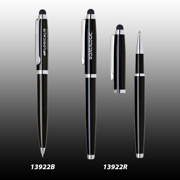 Black Enamel Brass Roller-Ball Pen & Stylus 1
