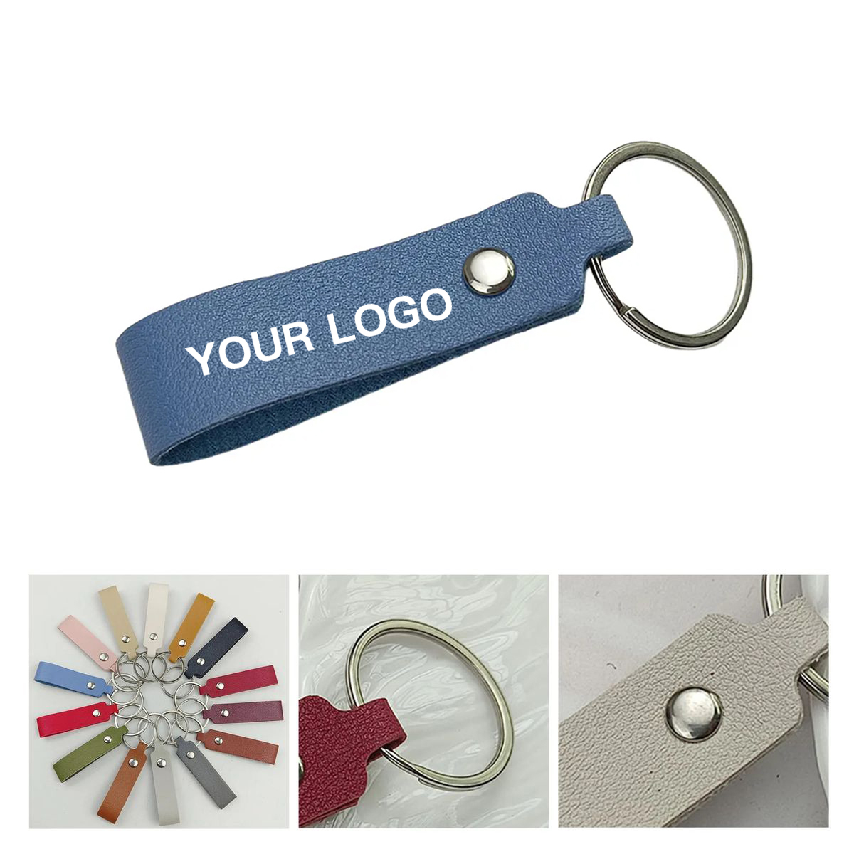 Striped Leather Keychain for Office and Travel 10