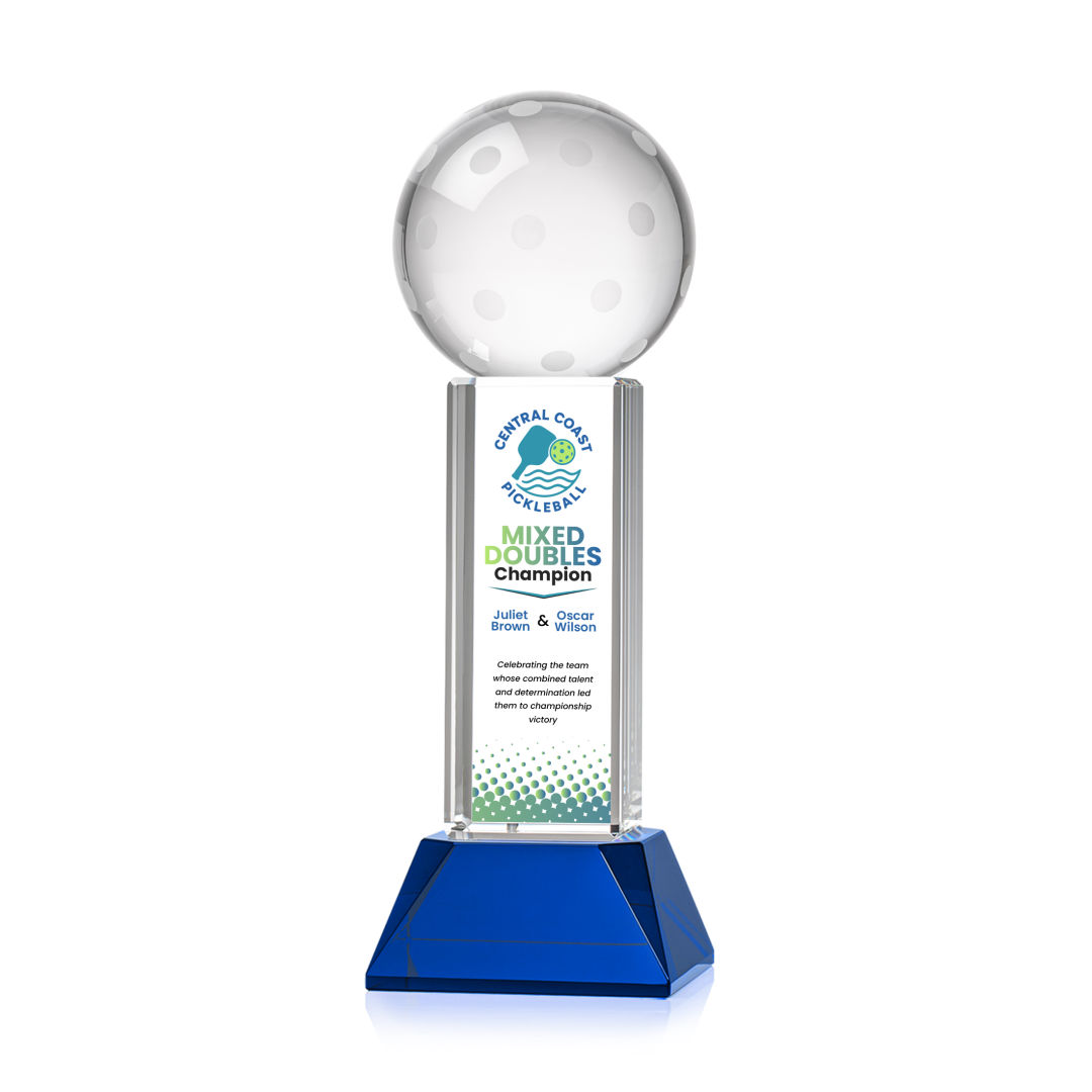 Pickleball VividPrint™ Award on Stowe Base - Blue 10