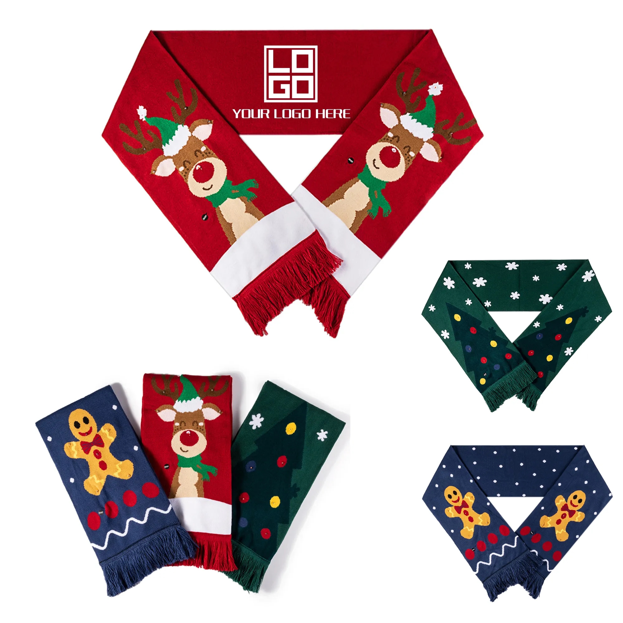 Christmas Knitted Scarf With Tassels