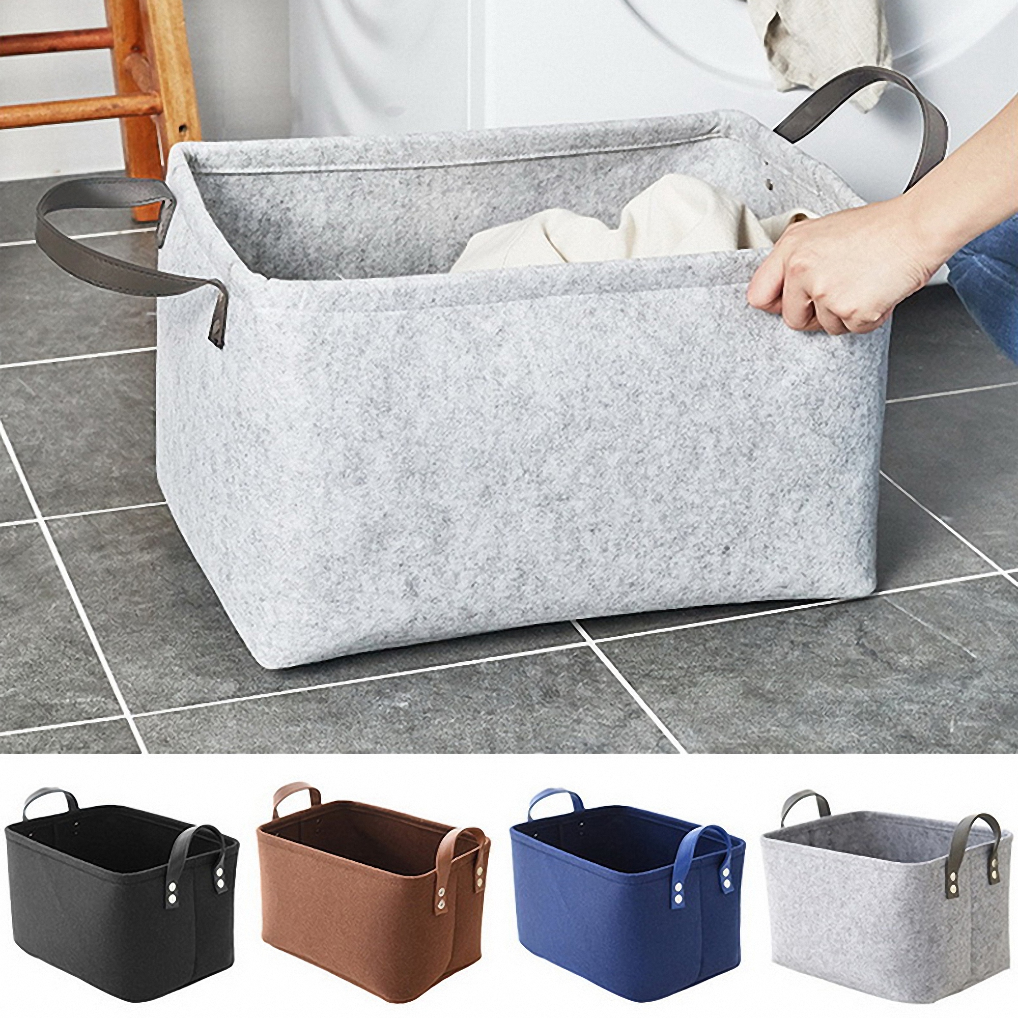 Collapsible Felt Storage Bin with Handles 3