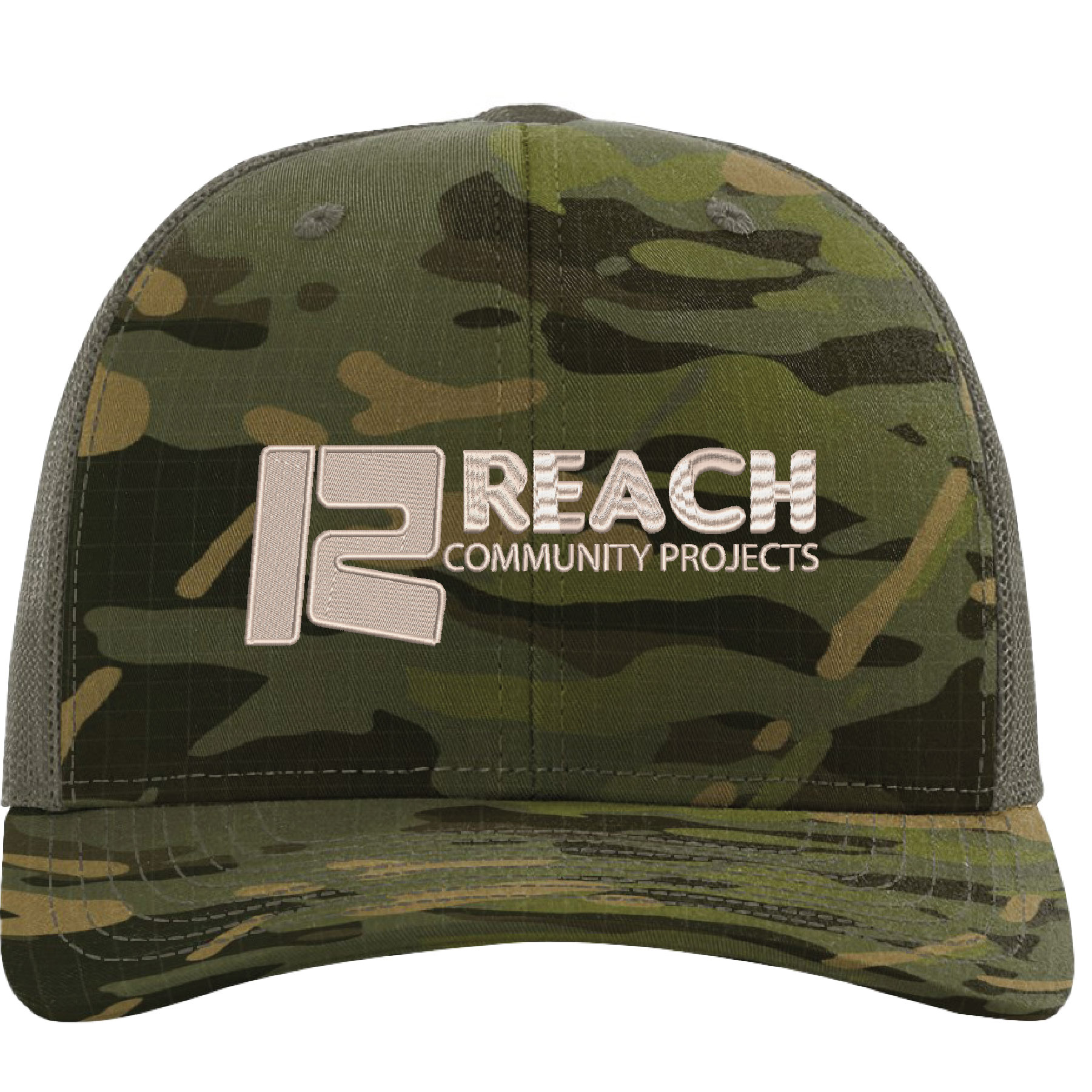 Richardson 112PT 6-Panel Printed Tactical Snapback Trucker Hat w/ Leatherette Patches or Embroidery 24
