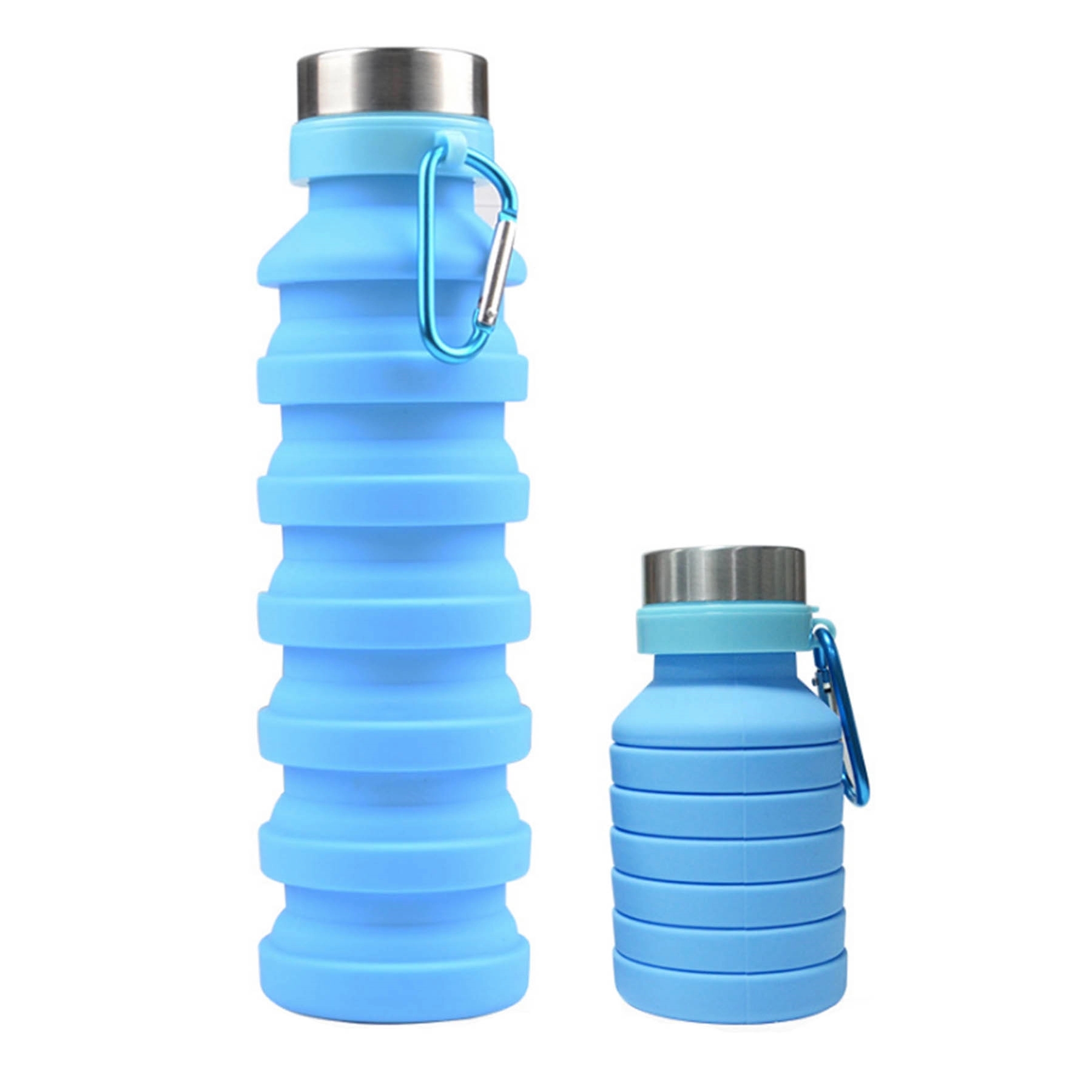 18.5 oz Collapsible Silicone Water Bottle With Carabiner 7