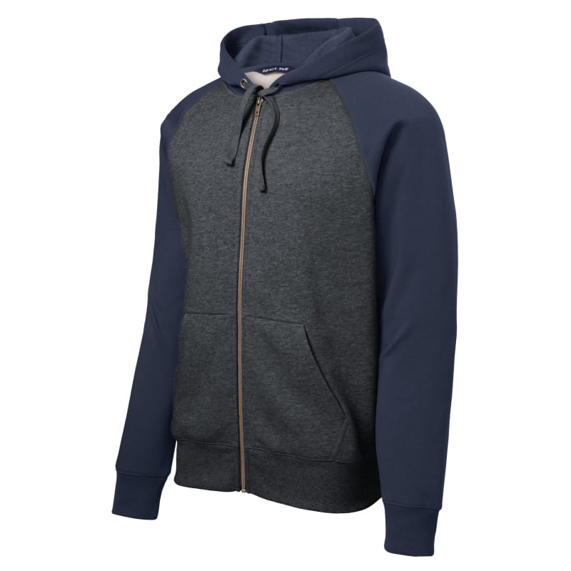 Sport-Tek Raglan Colorblock Full-Zip Hooded Fleece Jacket. 16