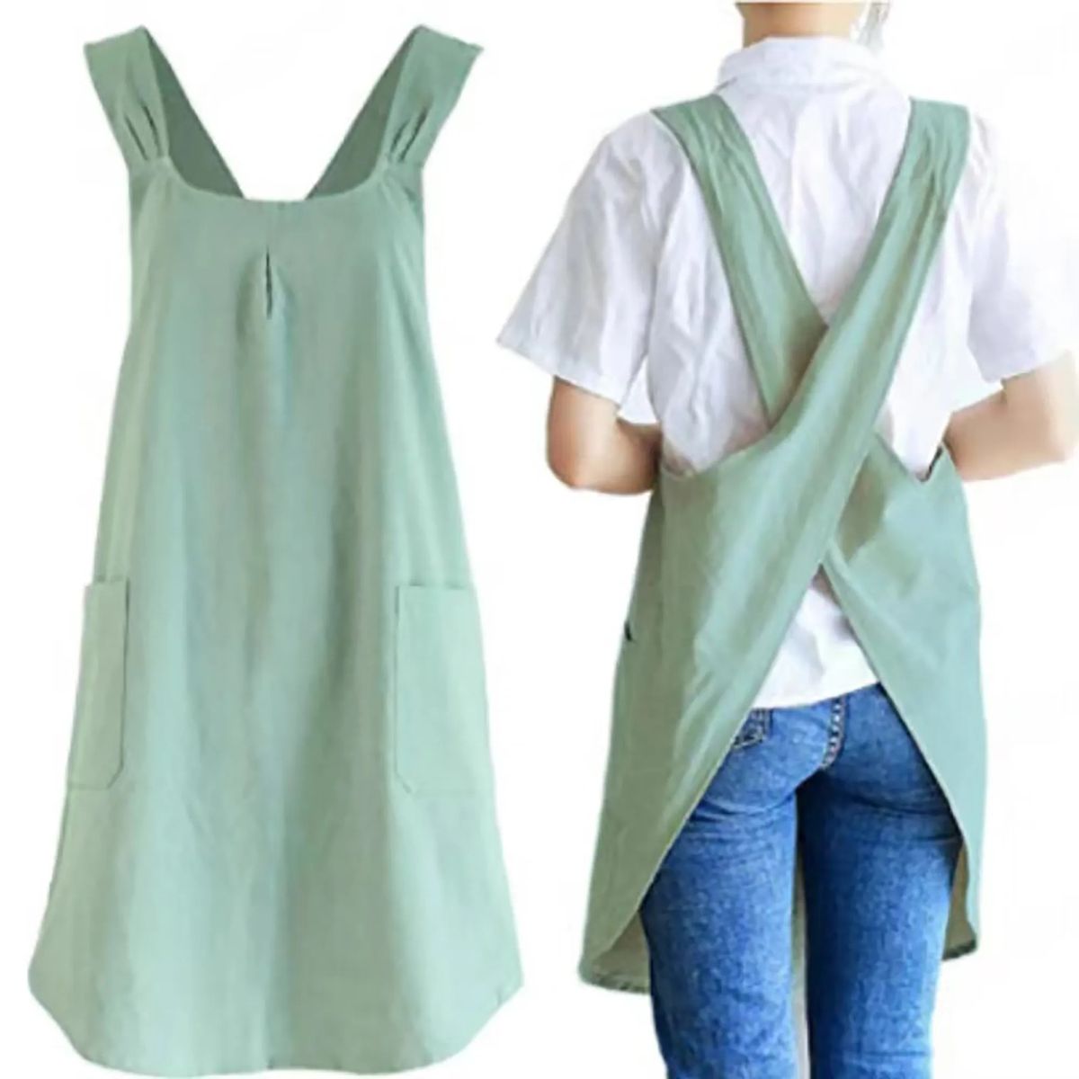 Machine Washable Cotton Linen Apron with Color Retention 5