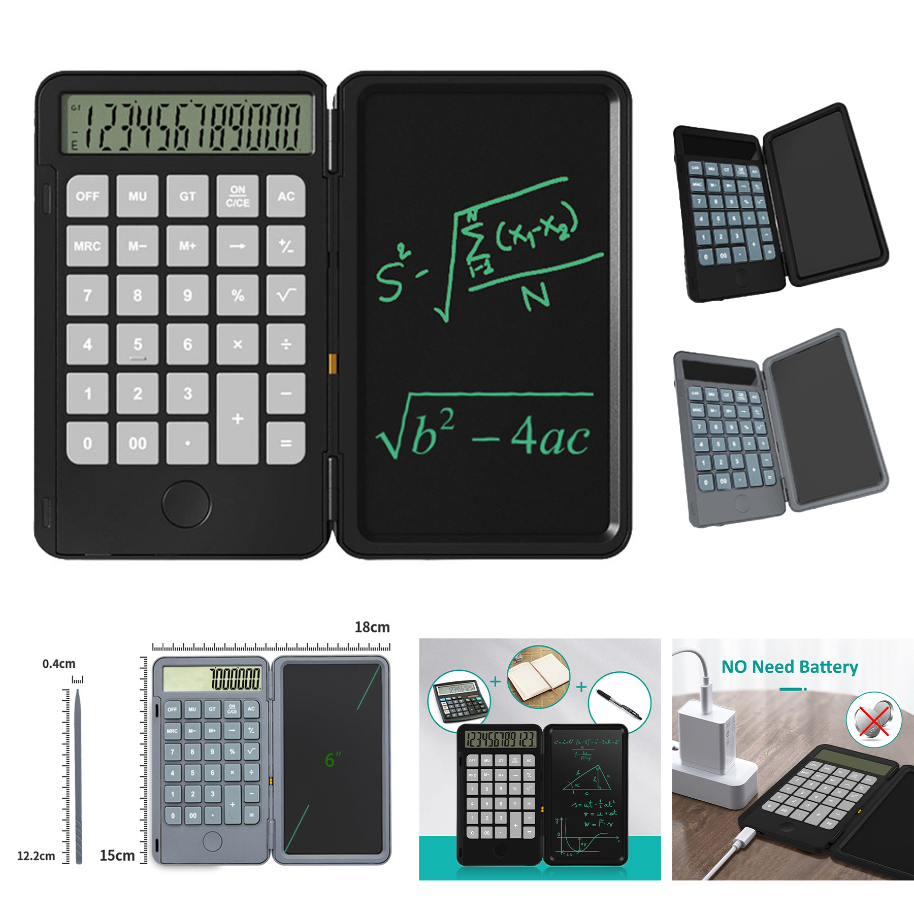 LCD Writing Tablet Calculator 12 Digit Display 2