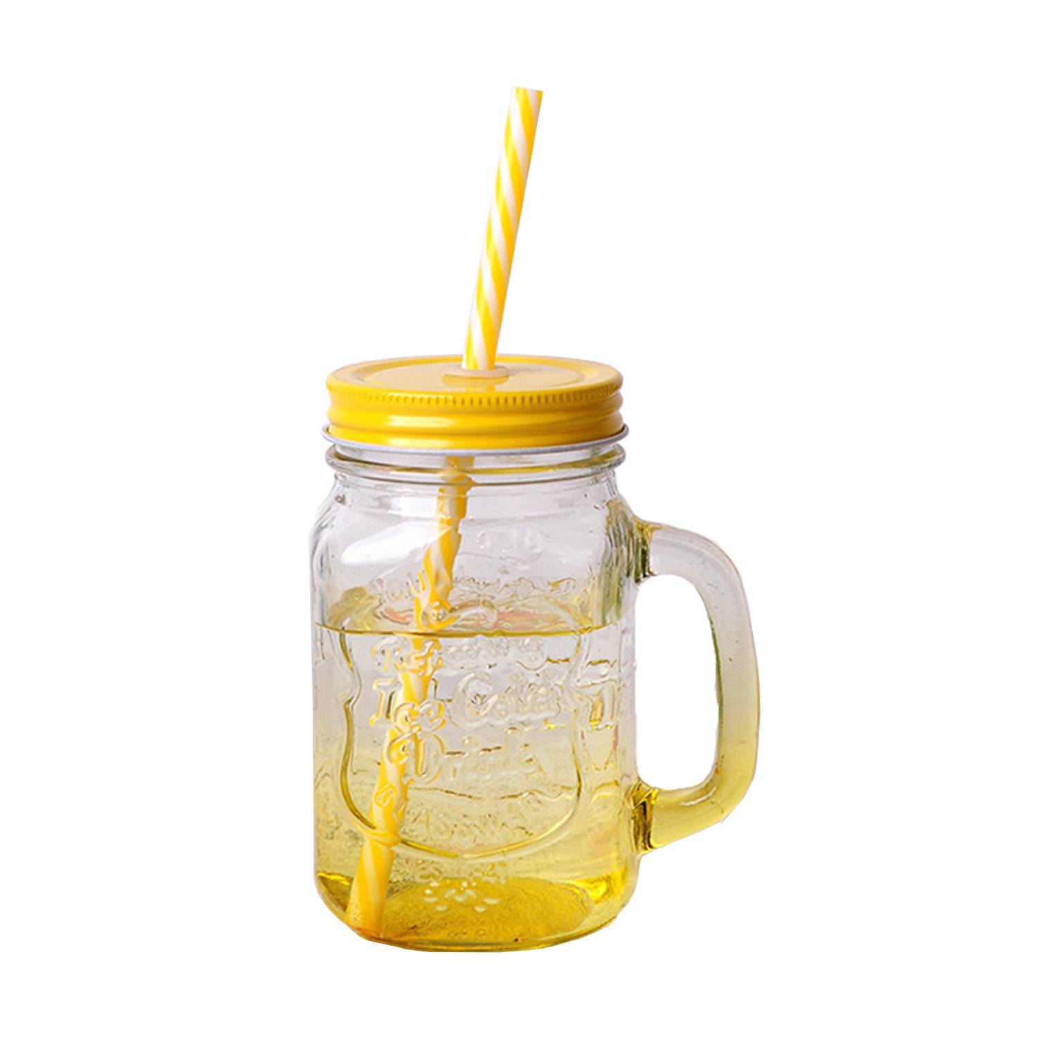 15 oz. Colored Mason Jars with Straw 1