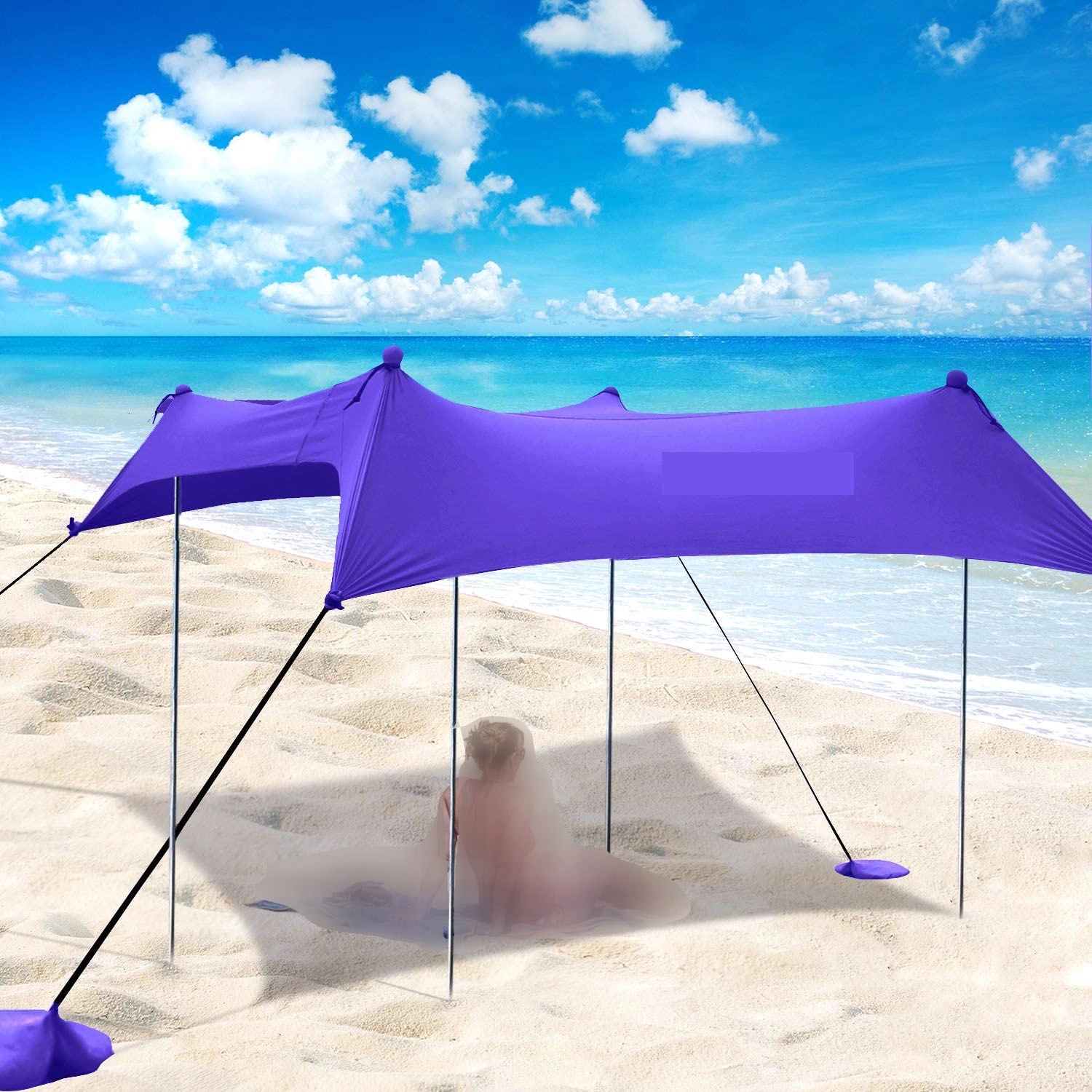 Family Beach Tent with 4 Aluminum Poles 3