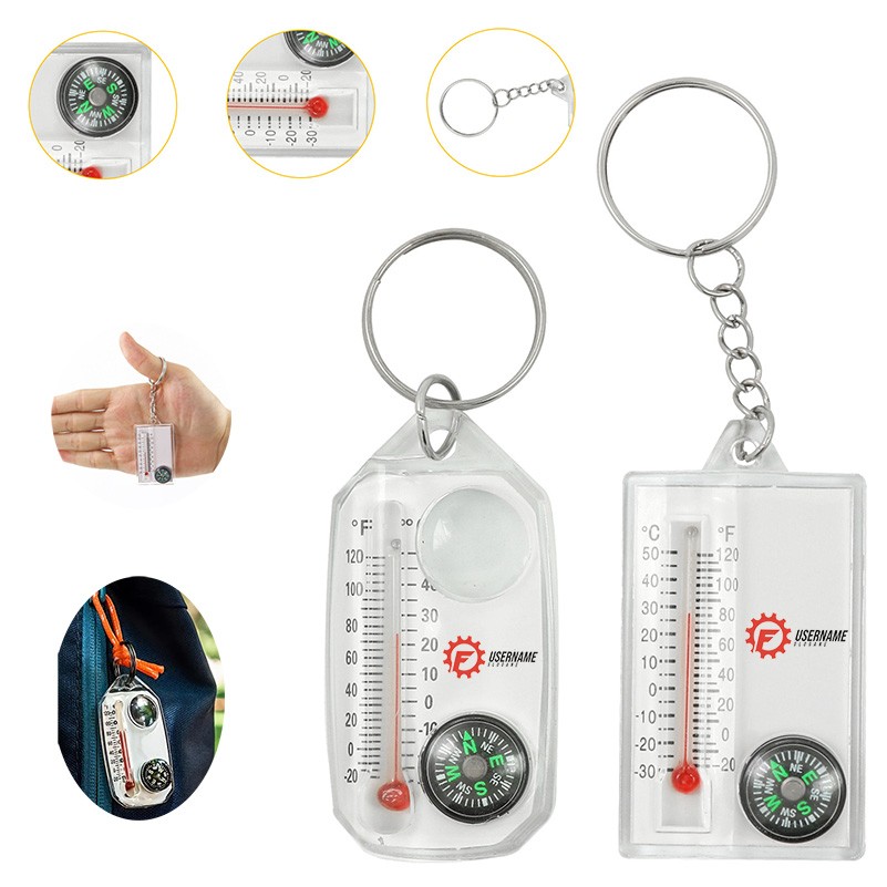 Finger North Compass Mini Portable Night Light Precision Thermometer Keychain Three in One 1