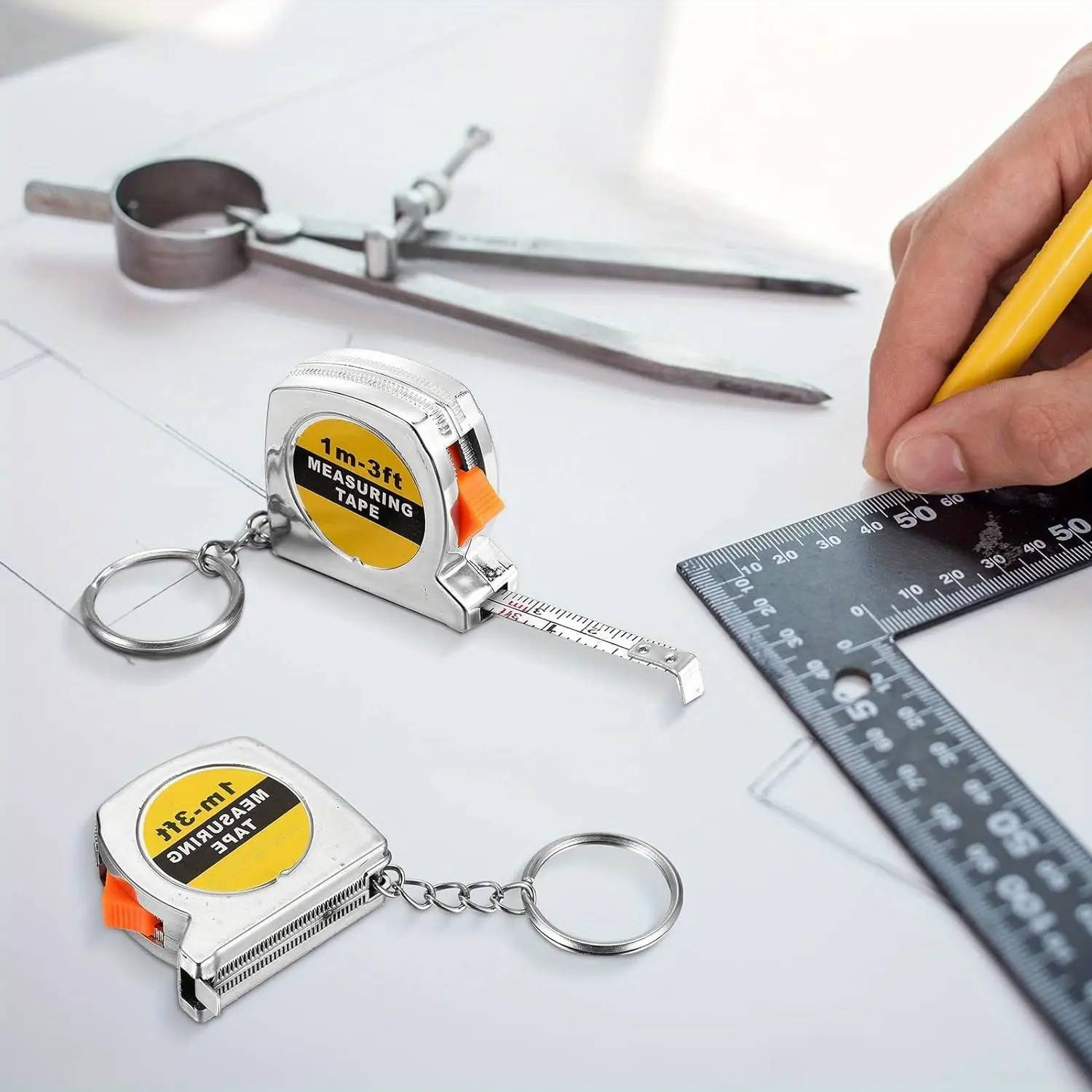 Mini ABS Stainless Steel Retractable Tape Measure Keychain 4