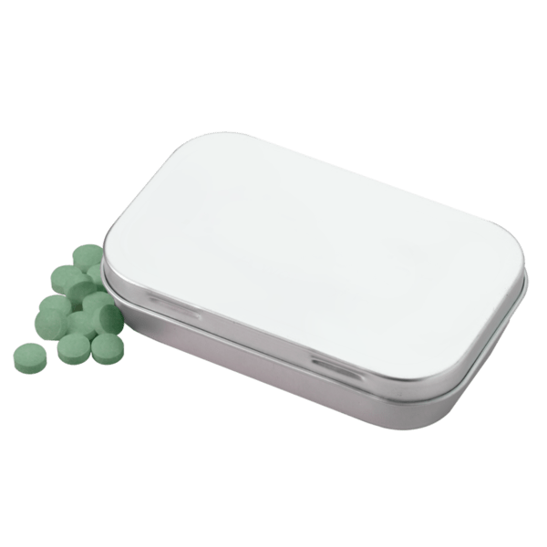 3 3/4" x 2 3/8" Large Rectangular Hinged Tin with Mints 12