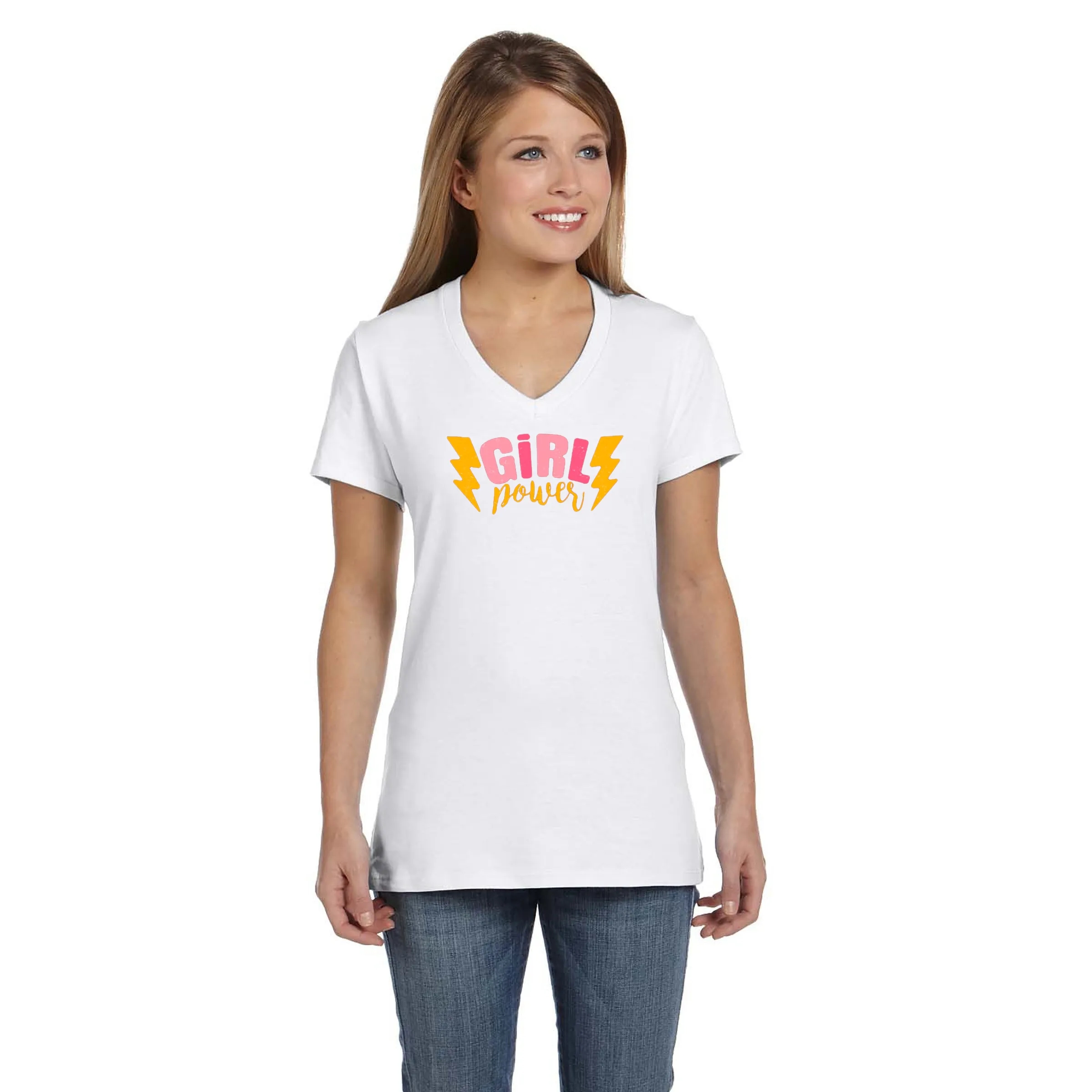 Hanes Ladies 4.5 oz.. 100% Ringspun Cotton V-Neck T-Shirt 15