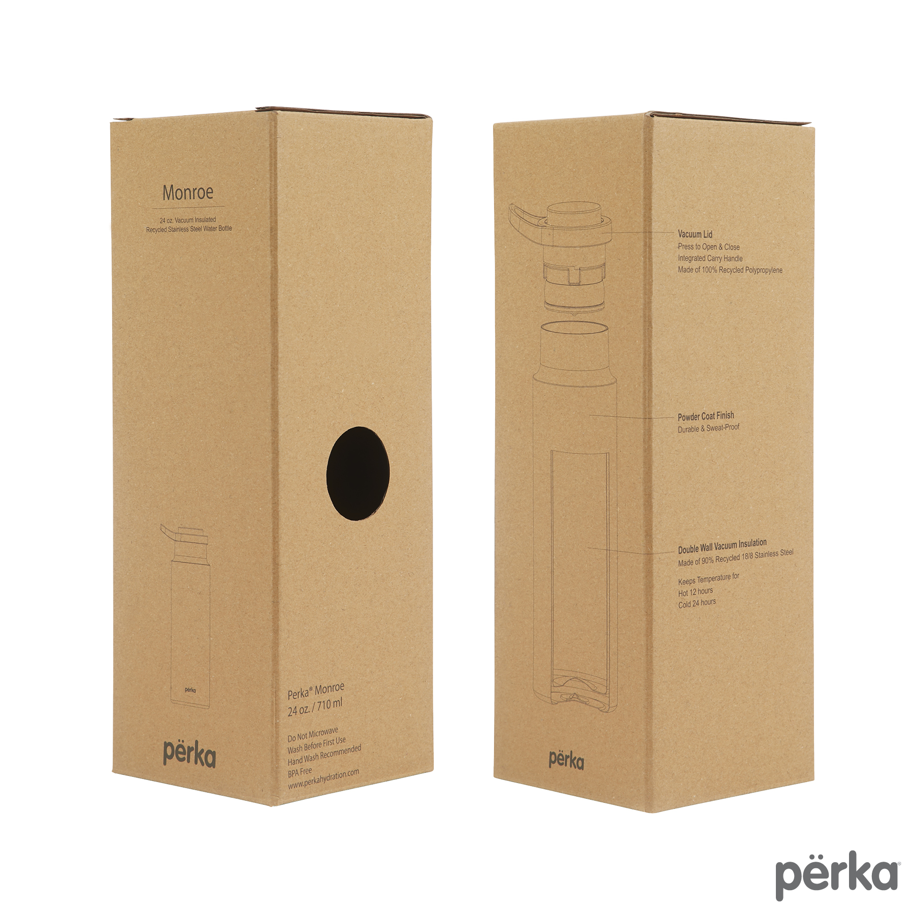 Perka® Monroe 24 oz. Double Wall Recycled Stainless Steel Water Bottle 6