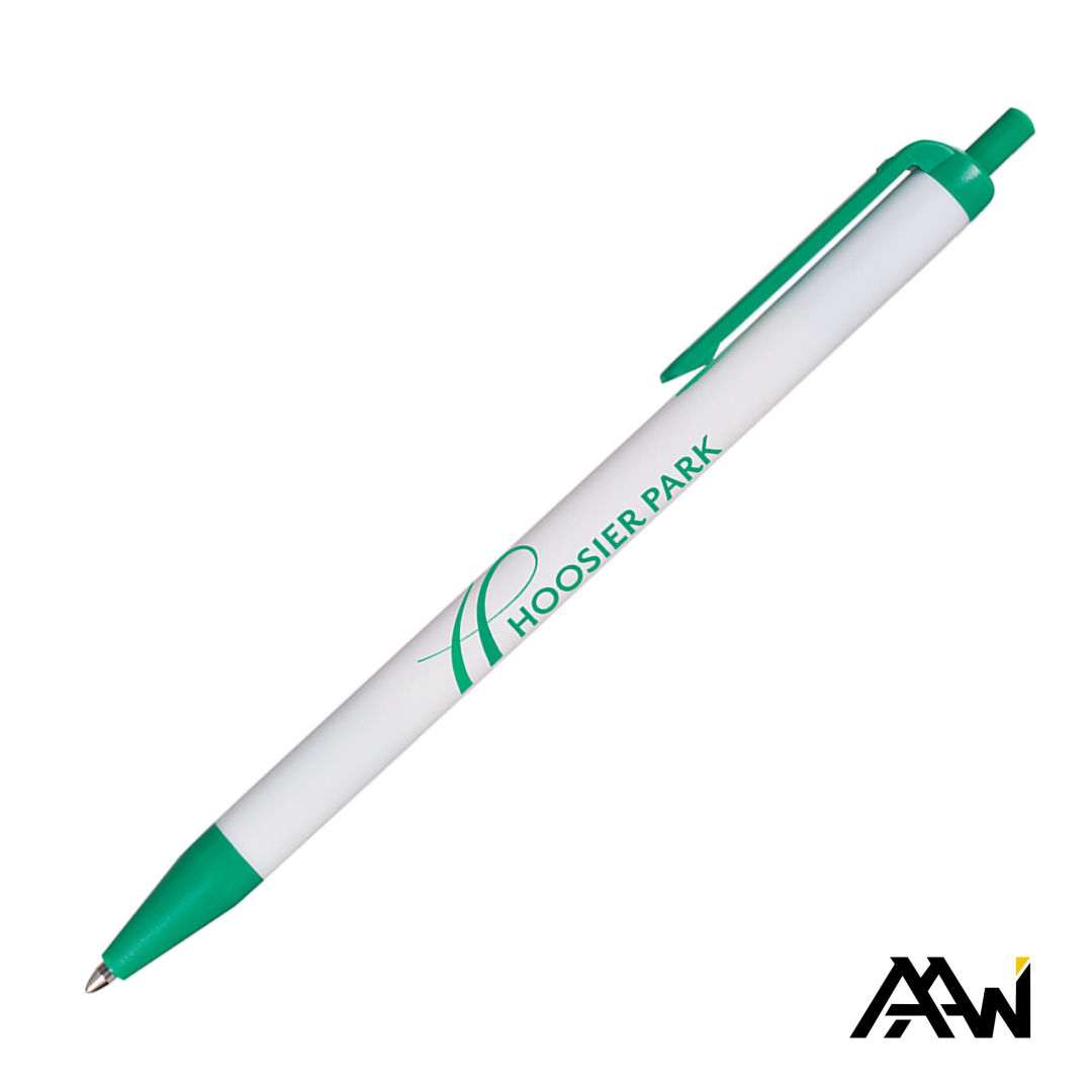 Value Slim Pen w/Glossy White Barrel - Matte Colored Accent 1