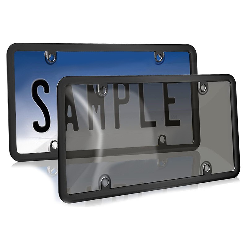 Unbreakable License Plate Tinted Covers Shields w/Frame 2