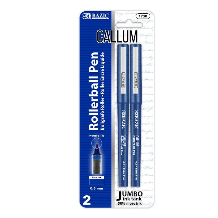 Needle-Tip Rollerball Pens - Blue 2 Pack 1